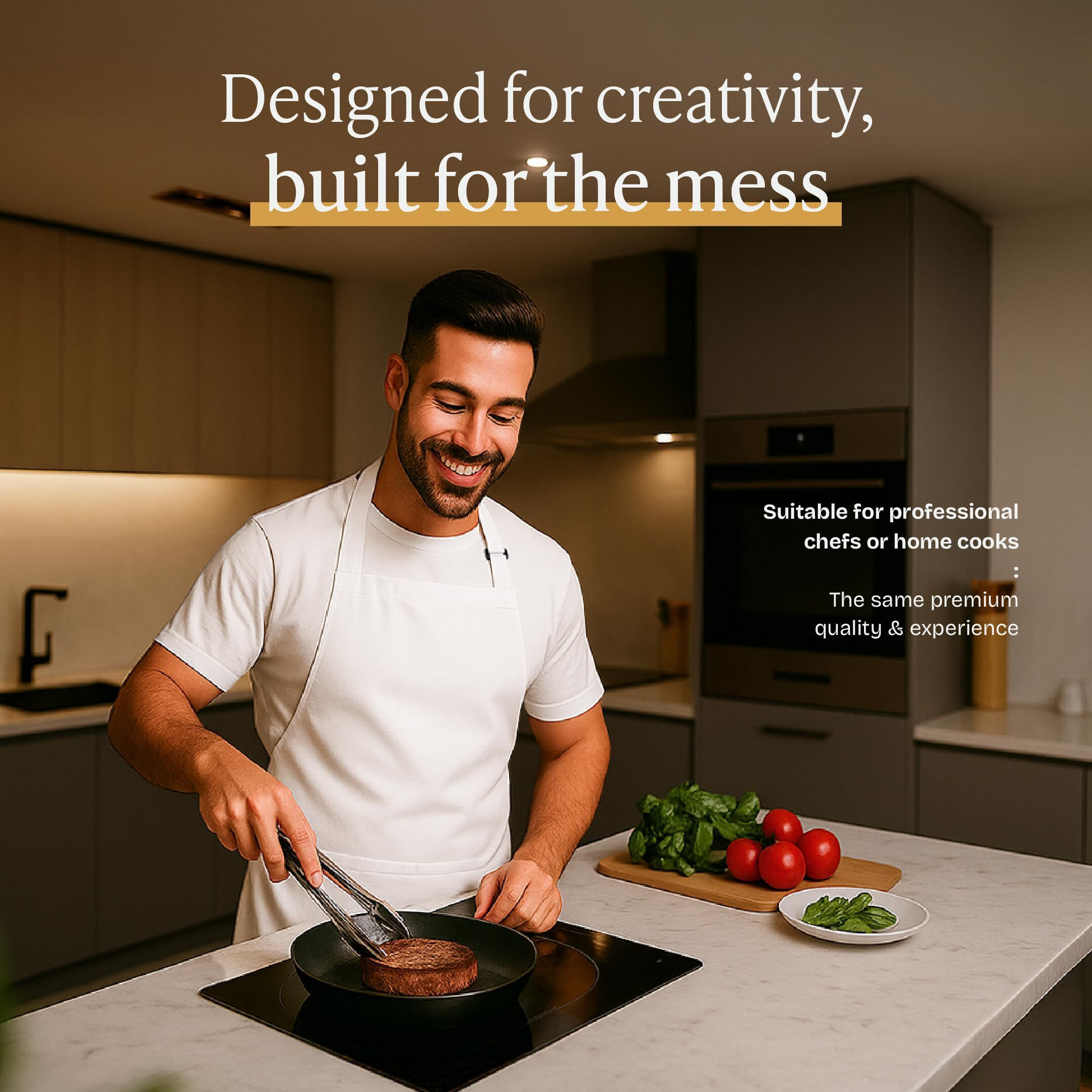 Will Well Kitchen Apron For Men And Women - 33"" X 27"" Oil-And-Water-Resistant With Adjustable Neck Strap And 38"" Waist Ties For A Snug Fit, Lightweight With 2 Front Pockets - 1-Pack, White