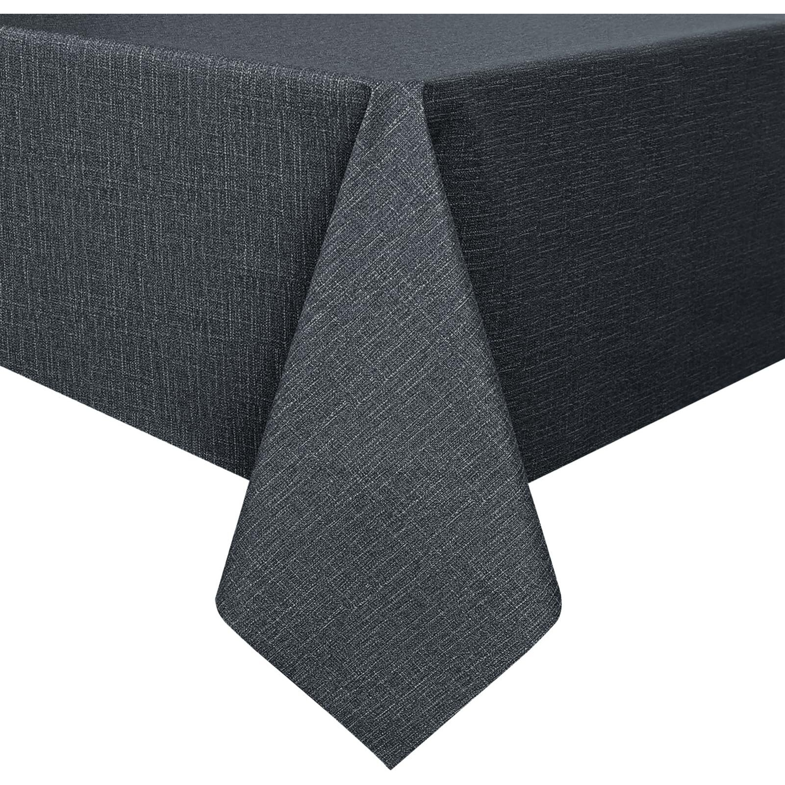 Romanstile 100% Waterproof Pvc Tablecloth, Square Oil Spill Proof Stain Resistant Vinyl Table Cloth, Wipe Clean Plastic Table Covers For Kitchen/Dining/Parties - 54 X 78 Inch, Charcoal