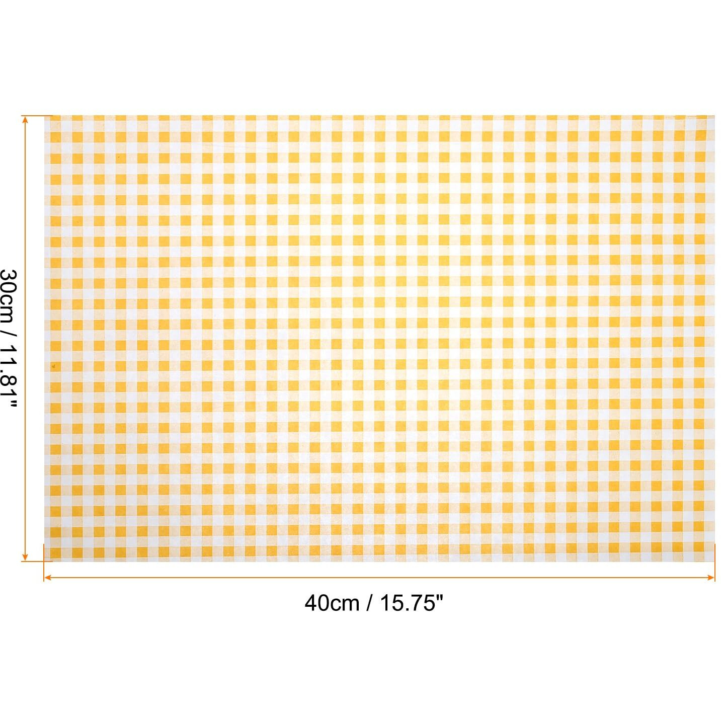 Harfington 100Pcs Square Checkered Wax Paper Sheets 15.75"" X 11.81"" Oil-Absorbing Dry Food Wrapping Paper For Sandwich Baking Paper Liners Picnic Basket Bread Hamburger Wrap Kitchen, Yellow