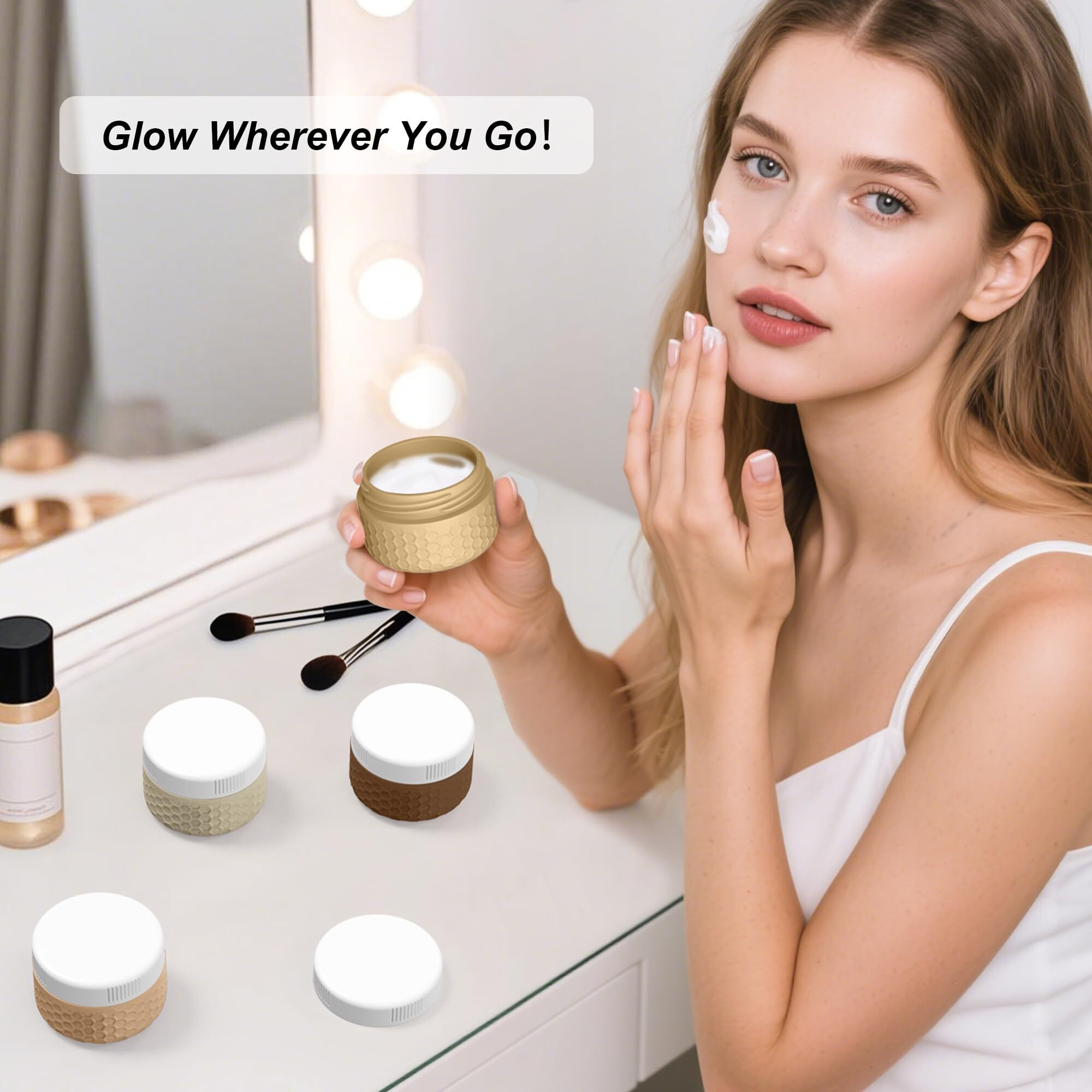 Travel Containers For Toiletries, Portable Size Containers, Tsa Approved Travel Size Toiletries, Silicone Cream Jars, Leak-Proof Skincare Essentials For Cream Lotions (Coffee)