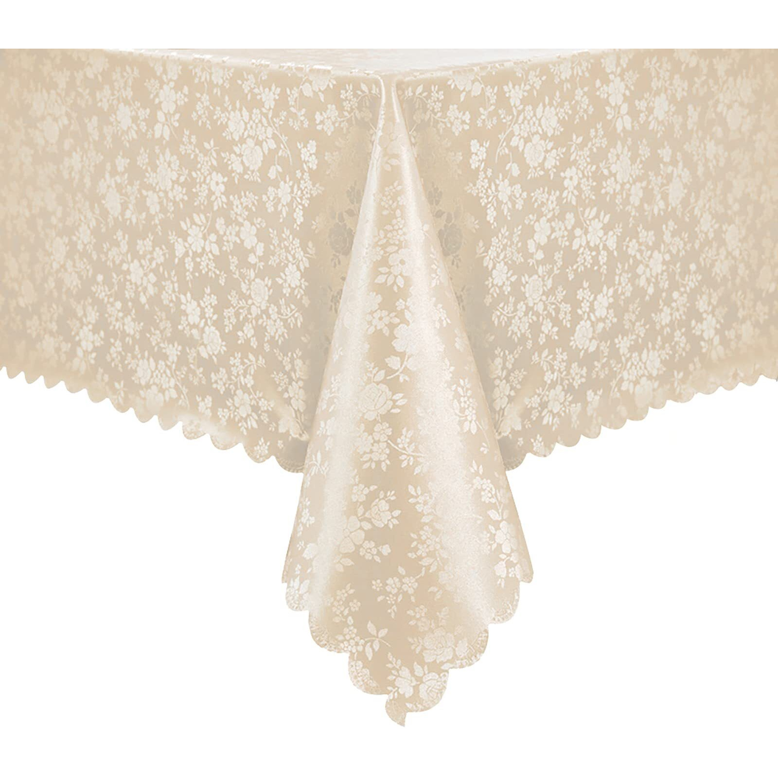 Romanstile Rectangle Vinyl Tablecloth,100% Waterproof Heavy Duty Oil Spill Proof Stain Resistant Plastic Pu Table Cover With Flannel Backing For Kitchen, Dining (Rose Beige, 60 X 120)