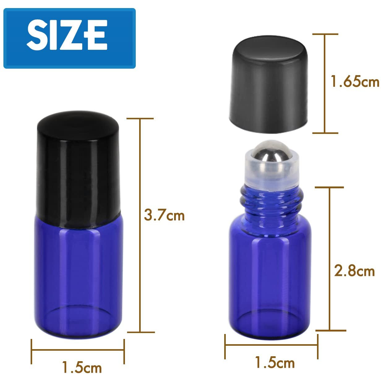 Zejia 2Ml Essential Oil Roller Bottles, 24 Pack Cobalt Blue Mini Glass Roll-On Bottles With Stainless Steel Roller Ball & 2 Droppers