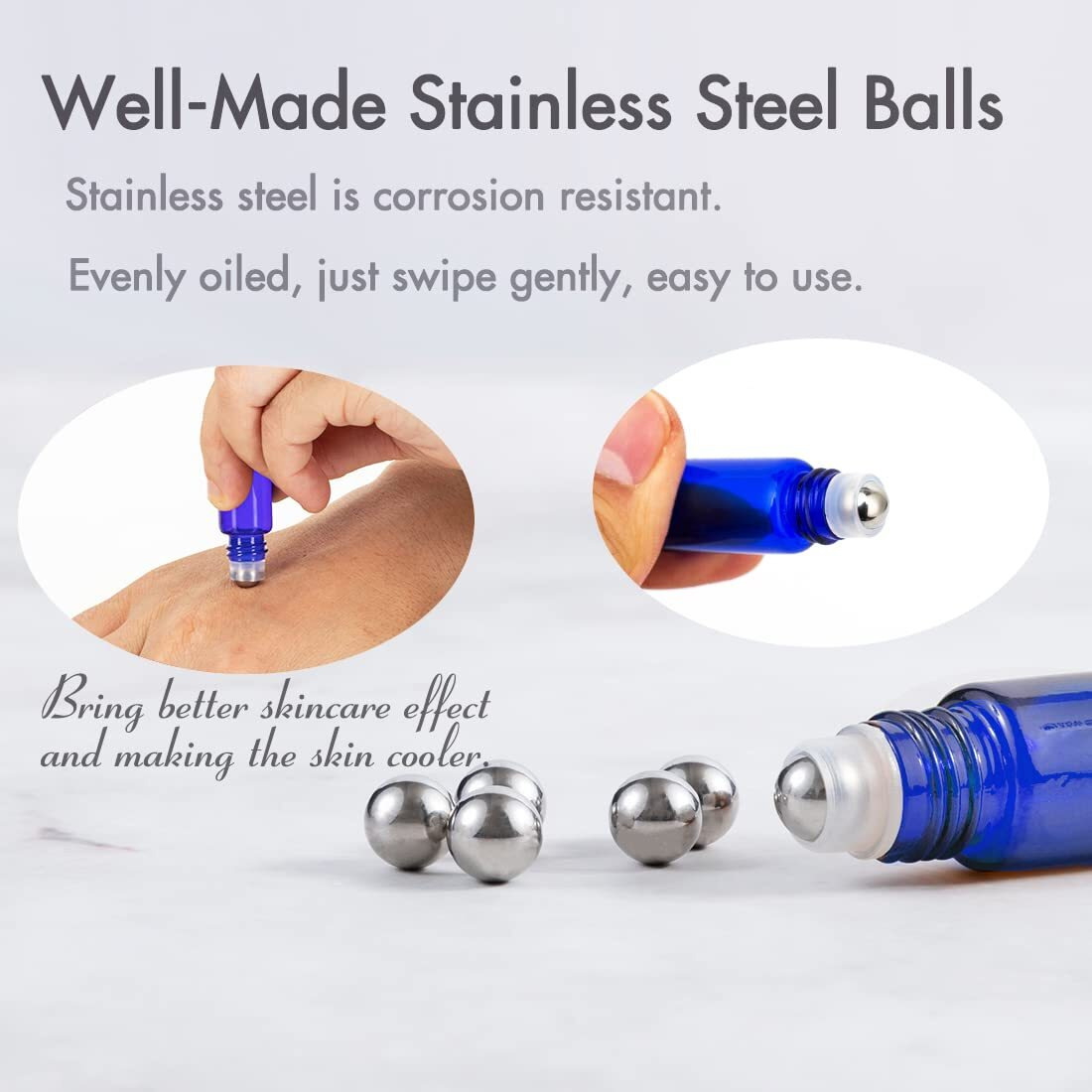 Zejia 2Ml Essential Oil Roller Bottles, 24 Pack Cobalt Blue Mini Glass Roll-On Bottles With Stainless Steel Roller Ball & 2 Droppers