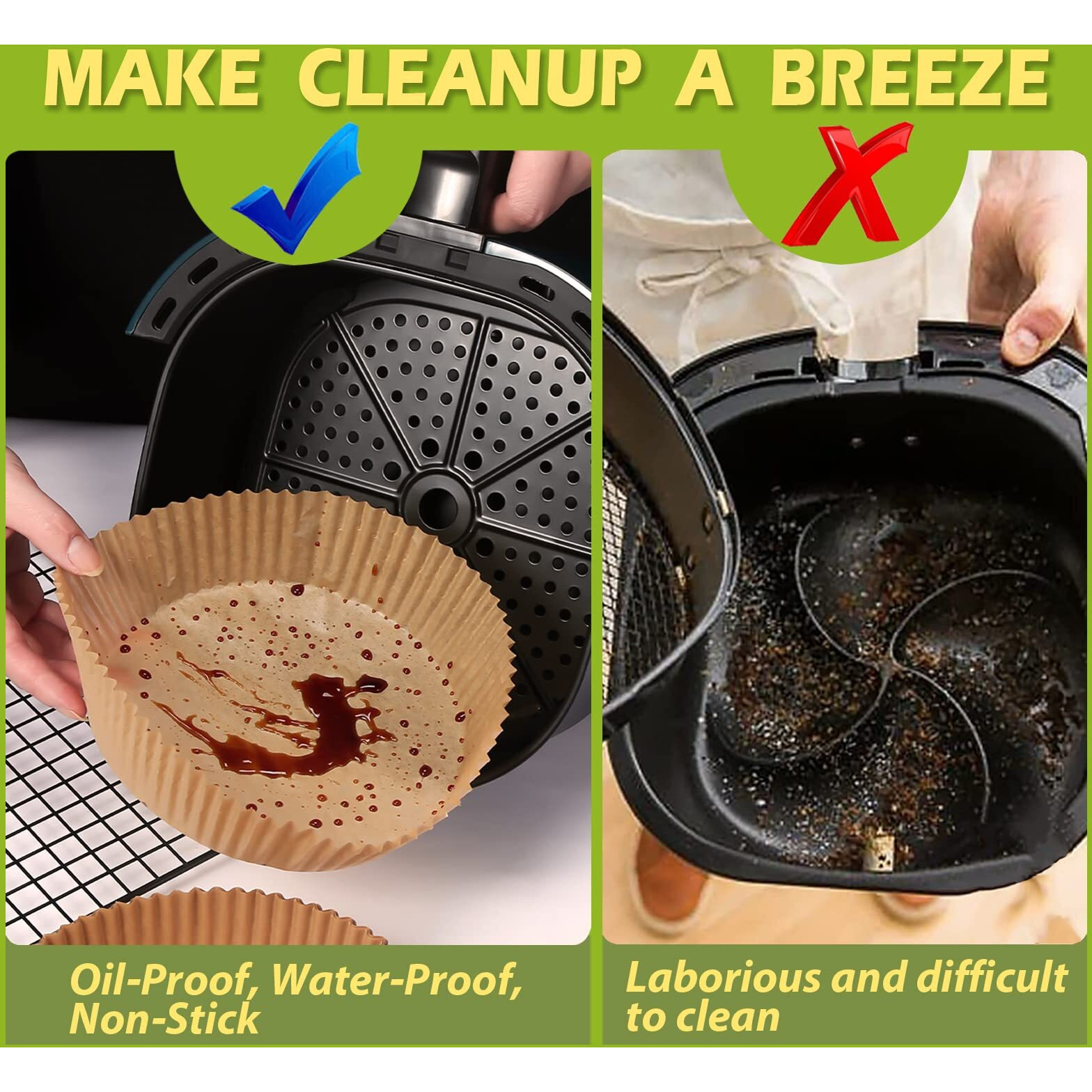 Zowvaam Air Fryer Disposable Paper Liner, 9 Inch Large Non-Stick, Baking Paper, Oil Resistant, Waterproof, Food Grade Parchment For Everyday Baking, White, 120Pcs