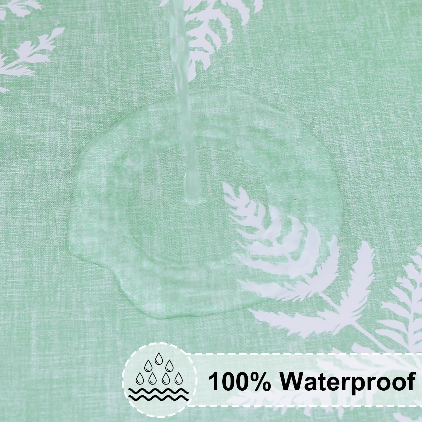 Misaya Round Fitted Tablecloth With Elastic Edge, Waterproof Oil Proof Plastic Table Cover, Vinyl Flannel Backed Tablecloth Fits 45""-56"" Round Tables For Dinner, Outdoor, Picnic, Light Green Leaves