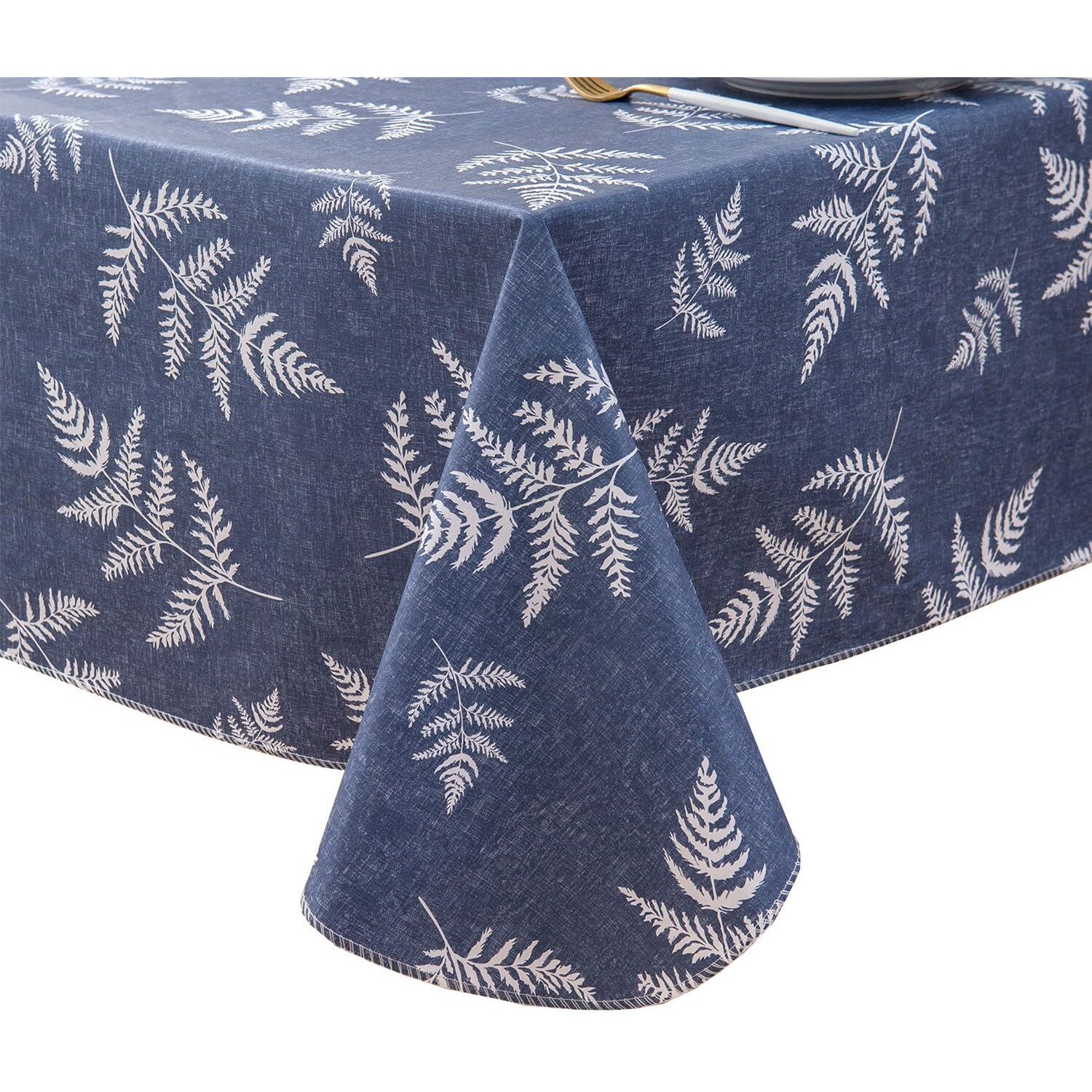 Pioggia Vinyl Tablecloth With Flannel Backed Waterproof Oil-Proof Pvc Table Cloth Stain-Resistant Wipeable Easy Care Table Cover For Indoor And Outdoor (Blue Pattern 2, 60 X 84 Inch Rectangle)