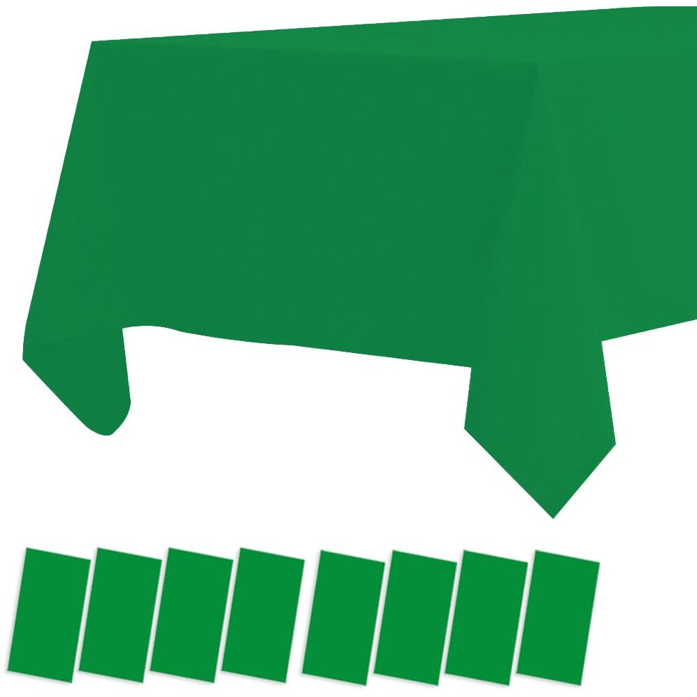 8 Pack Plastic Tablecloths Disposable Plastic Table Covers Table Cloths Bbq Picnic Birthday Wedding Parties Waterproof Tablecloth Oil-Proof Table Cloth Light Weight Thin Green Table Cover 54 X 108 In