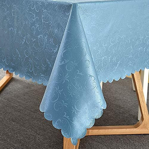 Romanstile Rectangle Vinyl Tablecloth,100% Waterproof Heavy Duty Oil Spill Proof Stain Resistant Plastic Pu Table Cover With Flannel Backing For Kitchen, Dining (Flower Blue, 54 X 78)