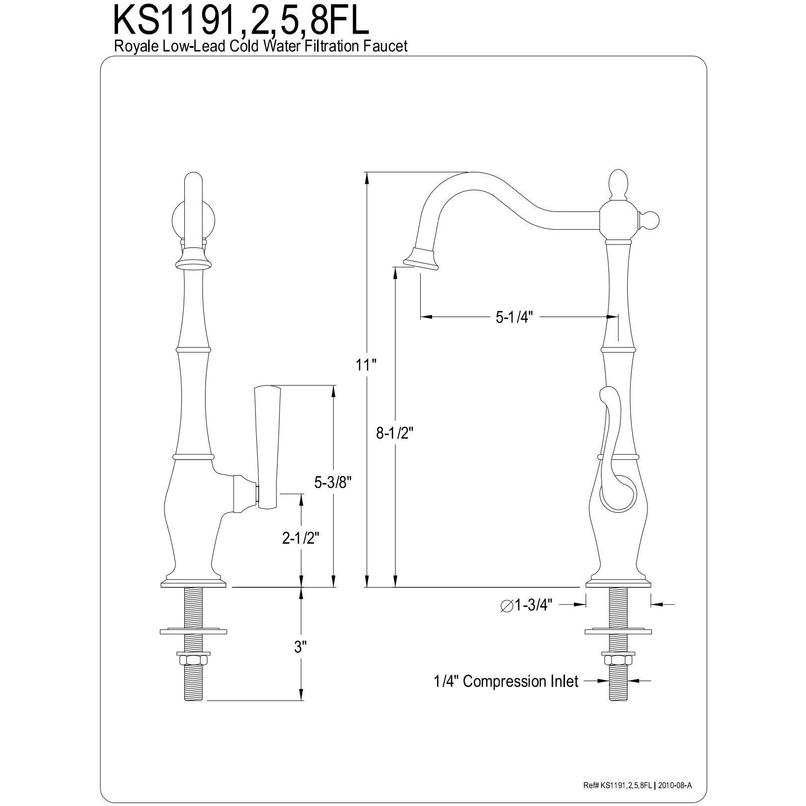 Kingston Brass Ks1195Fl Royale Cold Water Filtration Faucet, Oil Rubbed Bronze