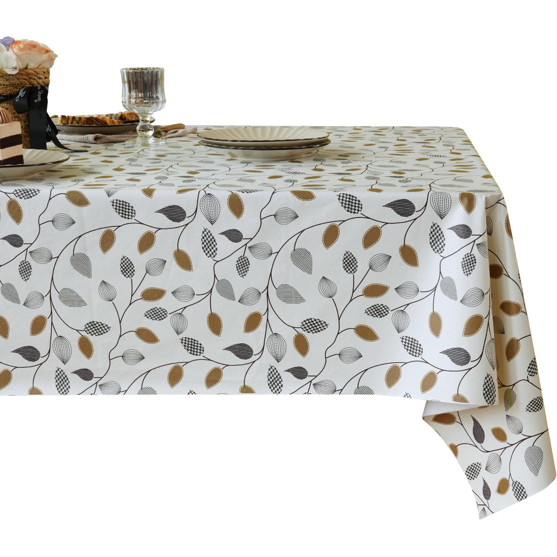 Homoheini Square Table Cloth,100% Waterproof Tablecloth Oil Proof Spill Proof Vinyl Table Cloth, Wipe Clean Plastic Table Cover For Dining, Camping, Indoor And Outdoor 54"" X 54"",Leaf