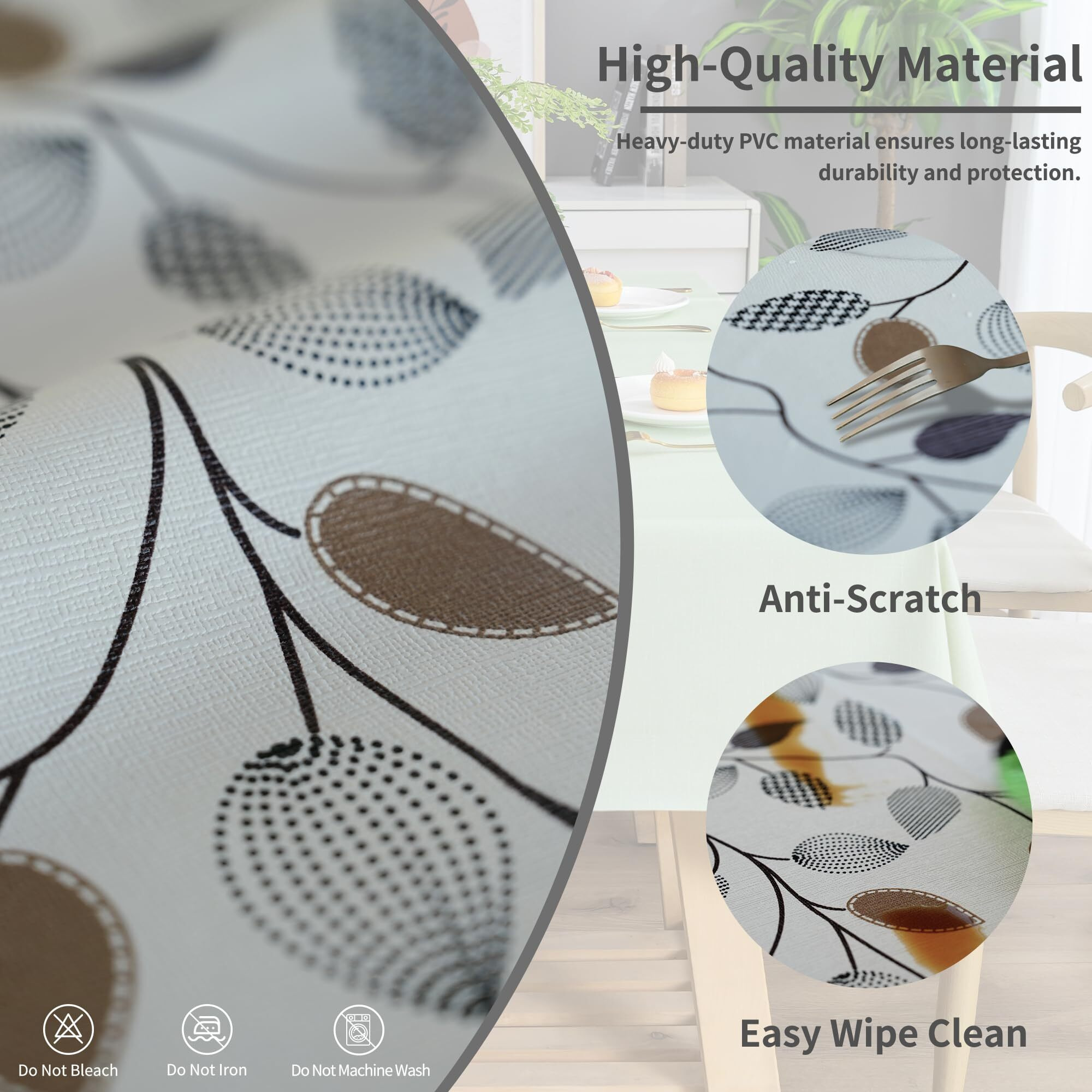 Homoheini Square Table Cloth,100% Waterproof Tablecloth Oil Proof Spill Proof Vinyl Table Cloth, Wipe Clean Plastic Table Cover For Dining, Camping, Indoor And Outdoor 54"" X 54"",Leaf