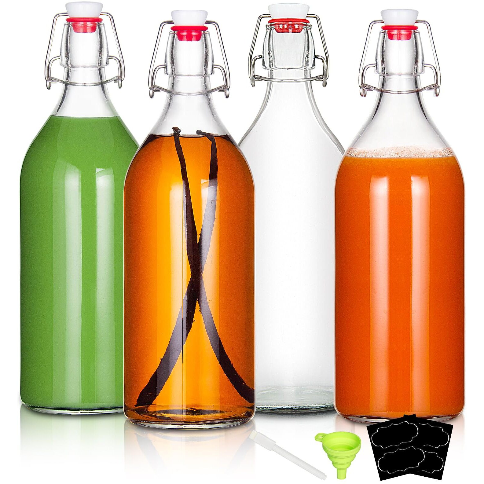 Yeboda 32Oz Swing Top Bottles -Glass Beer Bottle With Airtight Rubber Seal Flip Caps For Home Brewing Kombucha,Beverages,Oil,Vinegar,Water,Soda,Kefir (4 Pack)