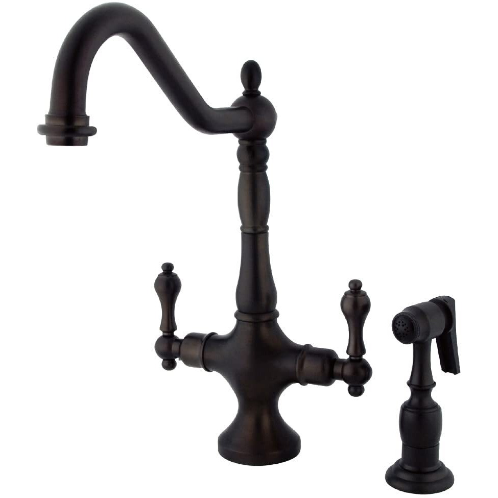 Kingston Brass Ks1775Albs Heritage Single-Handle Kitchen Faucet, Oil-Rubbed Bronze, 8-1/4  In. Spout Reach