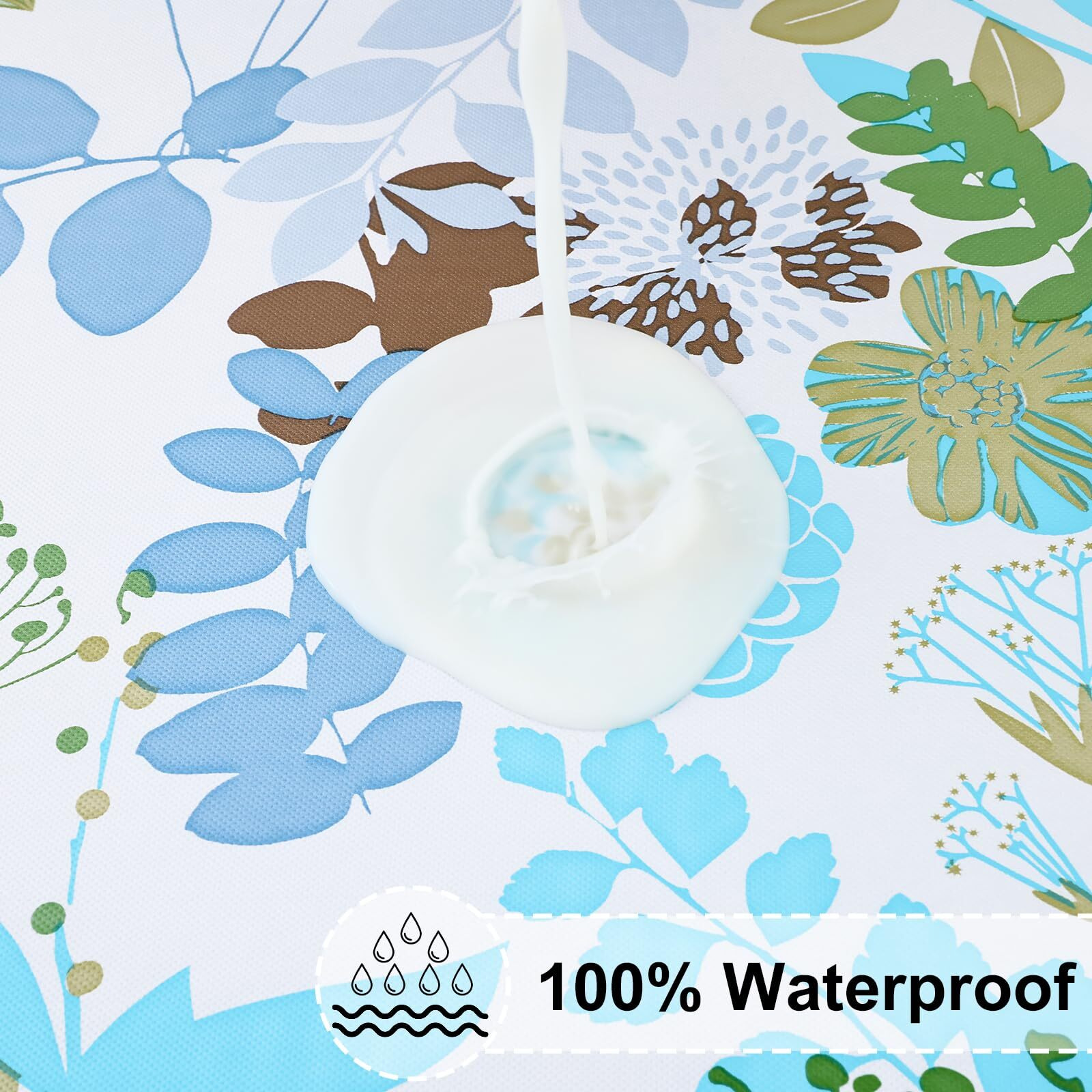 Misaya Round Fitted Tablecloth With Elastic Edge, 100% Waterproof Oil Proof Plastic Table Cover, Vinyl Flannel Backed Tablecloth Fits 45""-56"" Round Tables For Dinner, Outdoor, Picnic, Leaves