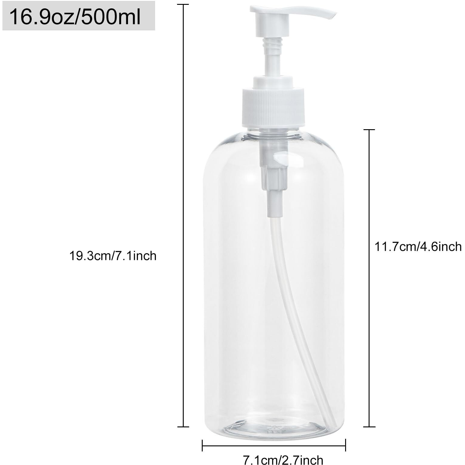 Yebeauty Plastic Pump Bottle, 4 Pack 17Oz/500Ml Stylish Shampoo Bottles Refillable Hand Soap Dish Soap Dispenser With Press For Massage Oil, Liquid Hand, Clear