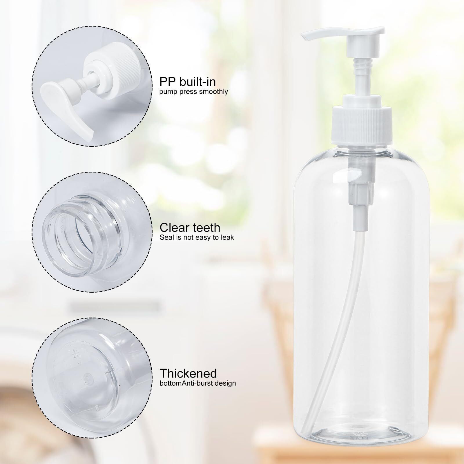 Yebeauty Plastic Pump Bottle, 4 Pack 17Oz/500Ml Stylish Shampoo Bottles Refillable Hand Soap Dish Soap Dispenser With Press For Massage Oil, Liquid Hand, Clear