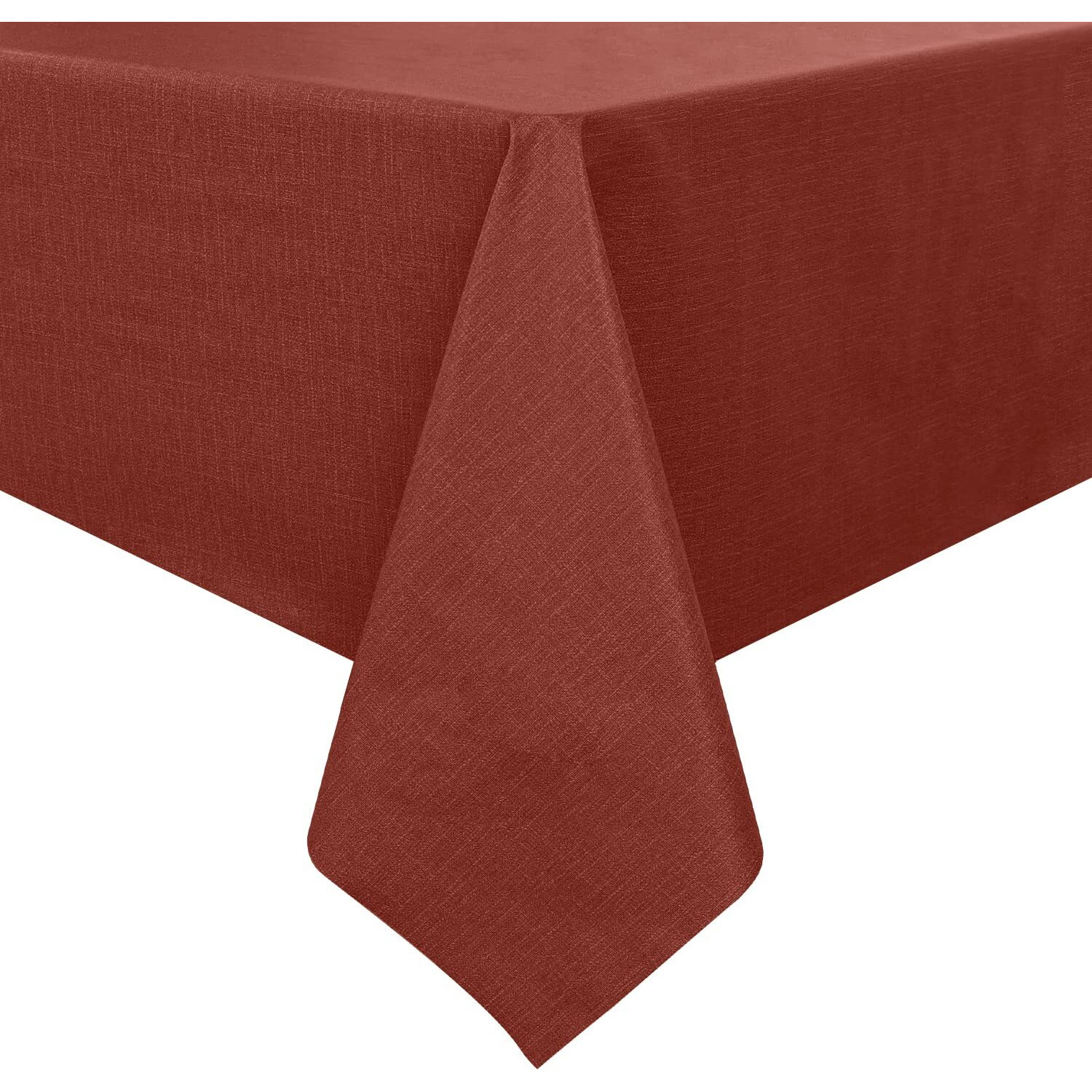 Romanstile Christmas 100% Waterproof Pvc Tablecloth, Rectangle Oil Spill Proof Stain Resistant Vinyl Table Cloth, Wipe Clean Plastic Table Covers For Kitchen/Dining/Parties - 54 X 78 Inch, Rust Red