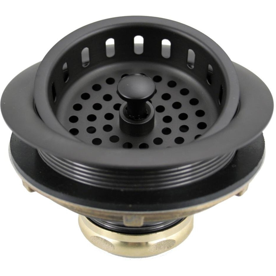 Westbrass D2165-12 Post Style Large Kitchen Basket Strainer With Waste Disposal Flange And Stopper, Oil Rubbed Bronze