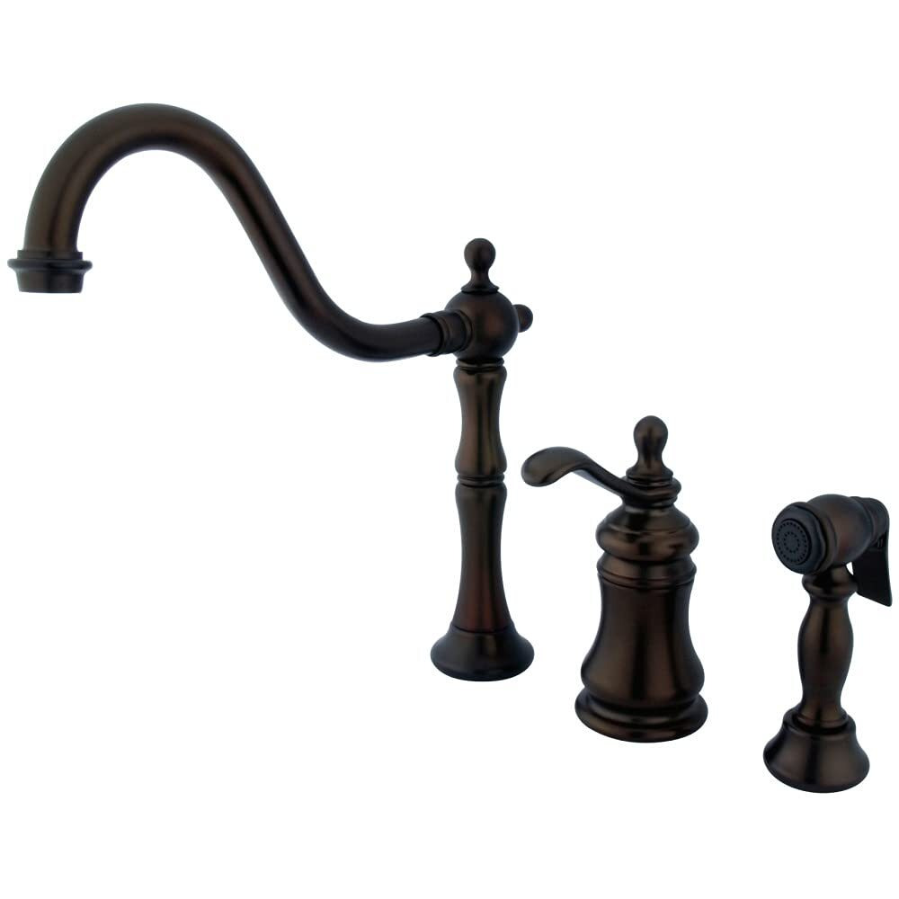Kingston Brass Ks7805Tplbs Templeton Widespread Kitchen Faucet With Brass Sprayer, Oil Rubbed Bronze, 8-Inch Center , Oil-Rubbed Bronze