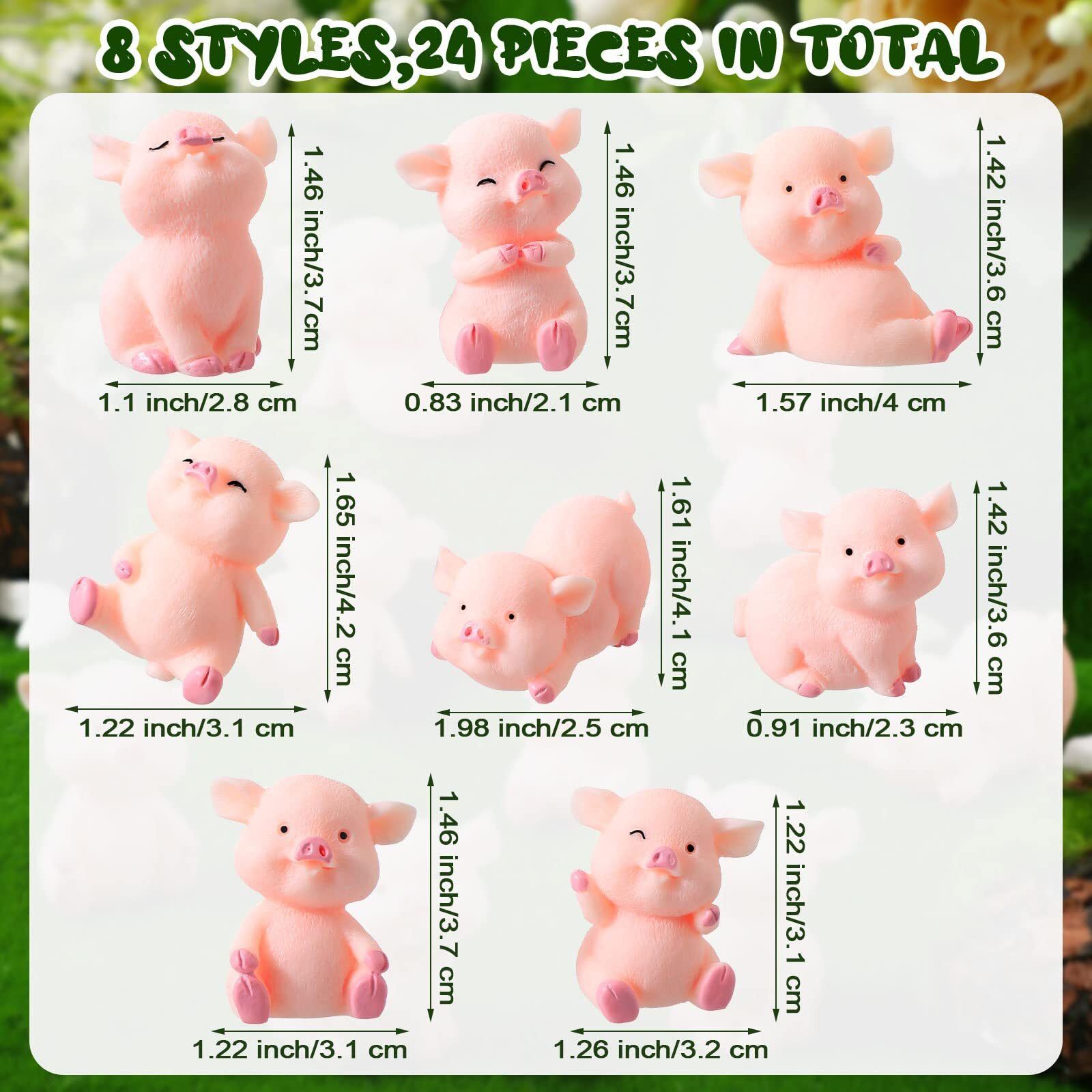 Sintuff 24 Pcs Mini Pig Figurines Cupcake Toppers Tiny Resin Pigs Pig Toy Statues Figurines Crafts For Kids Birthday Cake Baby Shower Theme Party Home Garden Supplies Decorations