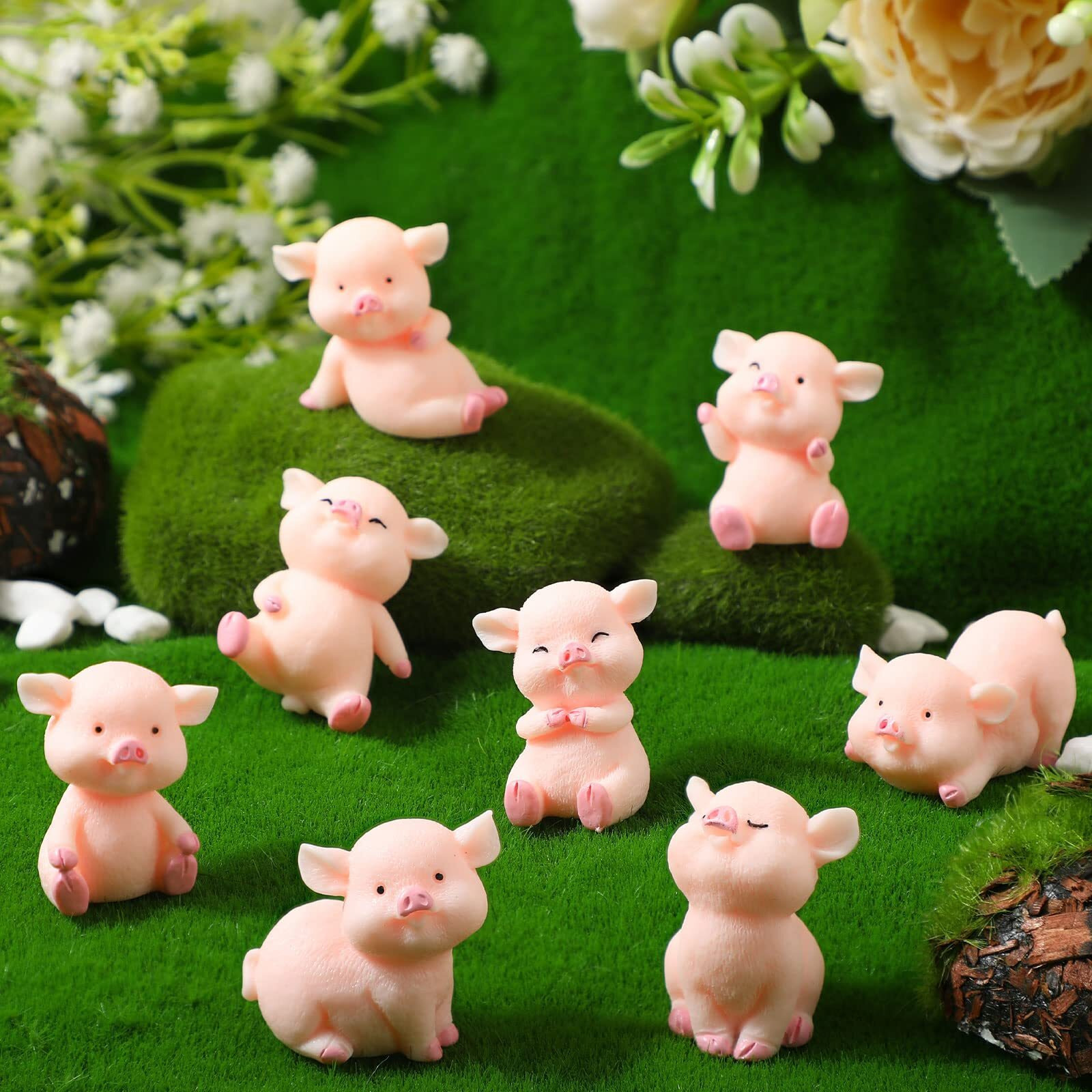 Sintuff 24 Pcs Mini Pig Figurines Cupcake Toppers Tiny Resin Pigs Pig Toy Statues Figurines Crafts For Kids Birthday Cake Baby Shower Theme Party Home Garden Supplies Decorations