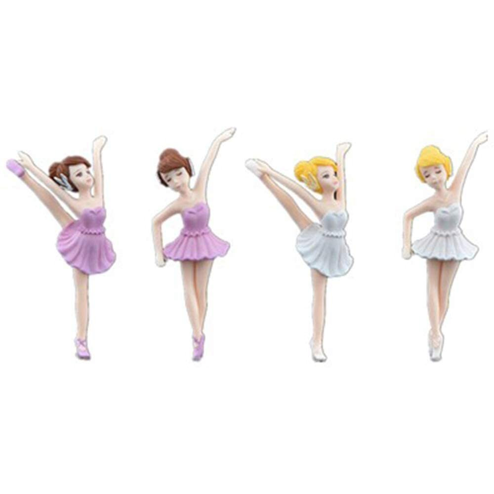 4 Pcs Dancing Ballerina Girl Figurine, Miniature Ballerina Girl Figure Collection Playset Doll Toy, Ballerina Girl Cake Topper, Ballerina Girl Plant Pot Craft Dollhouse Decoration, Cake Decoration