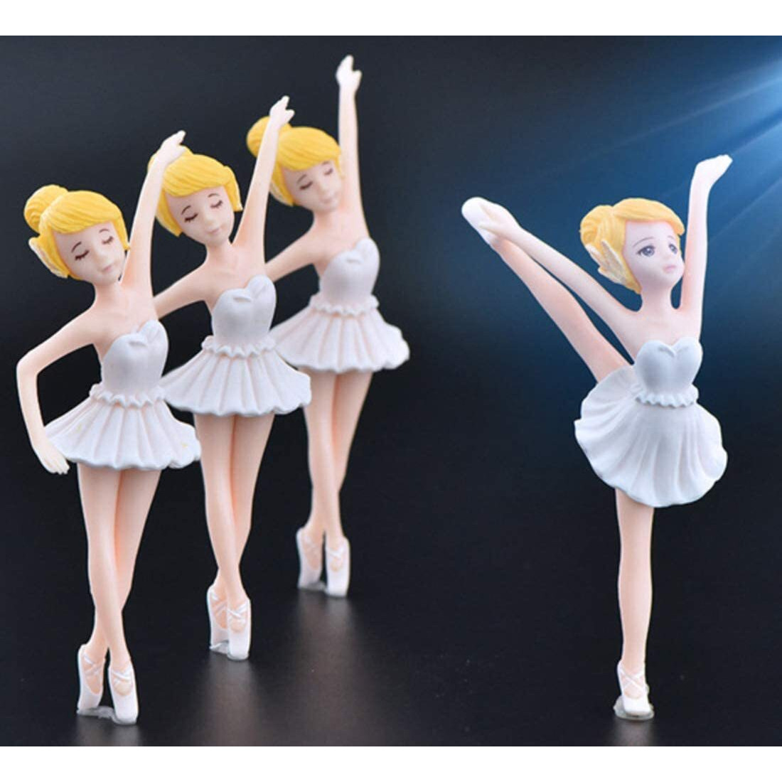 4 Pcs Dancing Ballerina Girl Figurine, Miniature Ballerina Girl Figure Collection Playset Doll Toy, Ballerina Girl Cake Topper, Ballerina Girl Plant Pot Craft Dollhouse Decoration, Cake Decoration