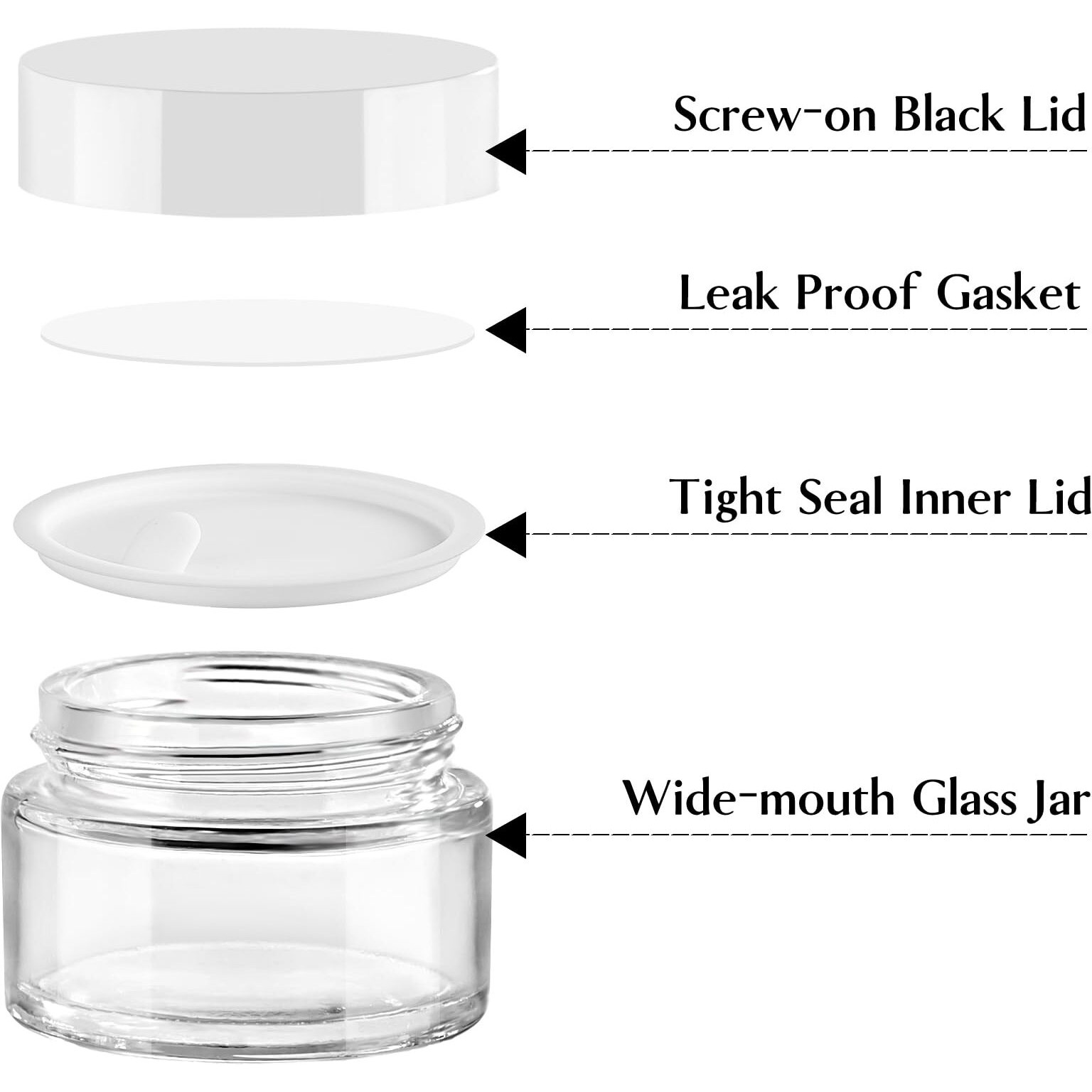 Tuzazo 1Oz Glass Jars With White Lids, 4 Pack Small Glass Jars With Inner Liners & Stickers Refillable Empty Cosmetic Containers For Creams, Lotions, Body Butters, Powders