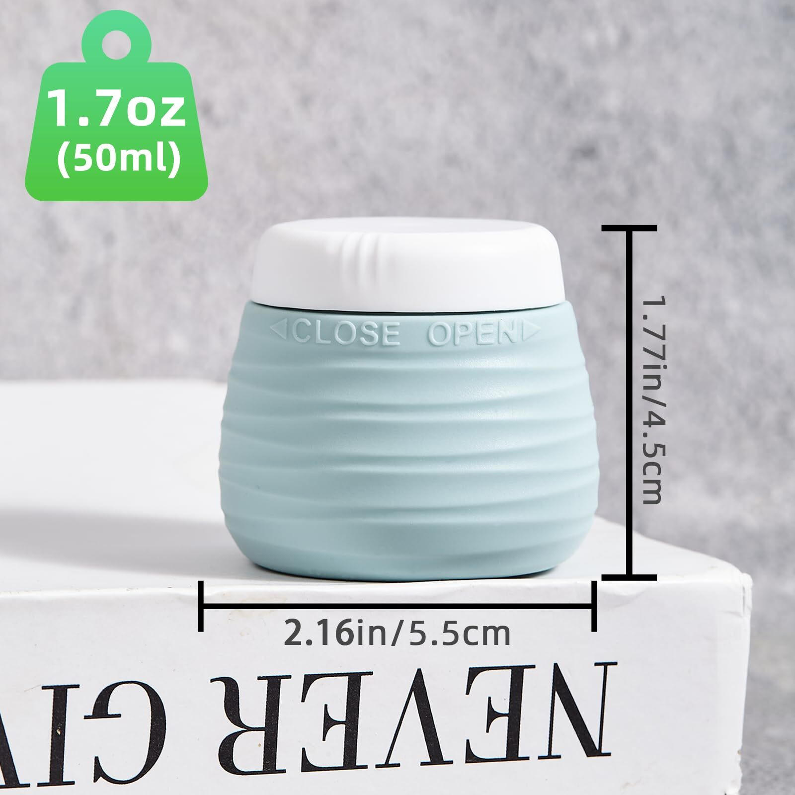 Silevoler Travel Containers For Toiletries, 1.7Oz Travel Size Premium Silicone Cosmetic Cream Jars, Tsa Approved Leak-Proof Refillable Accessories W/Toiletry Bag For Cosmetic Face Body Cream(Gray)