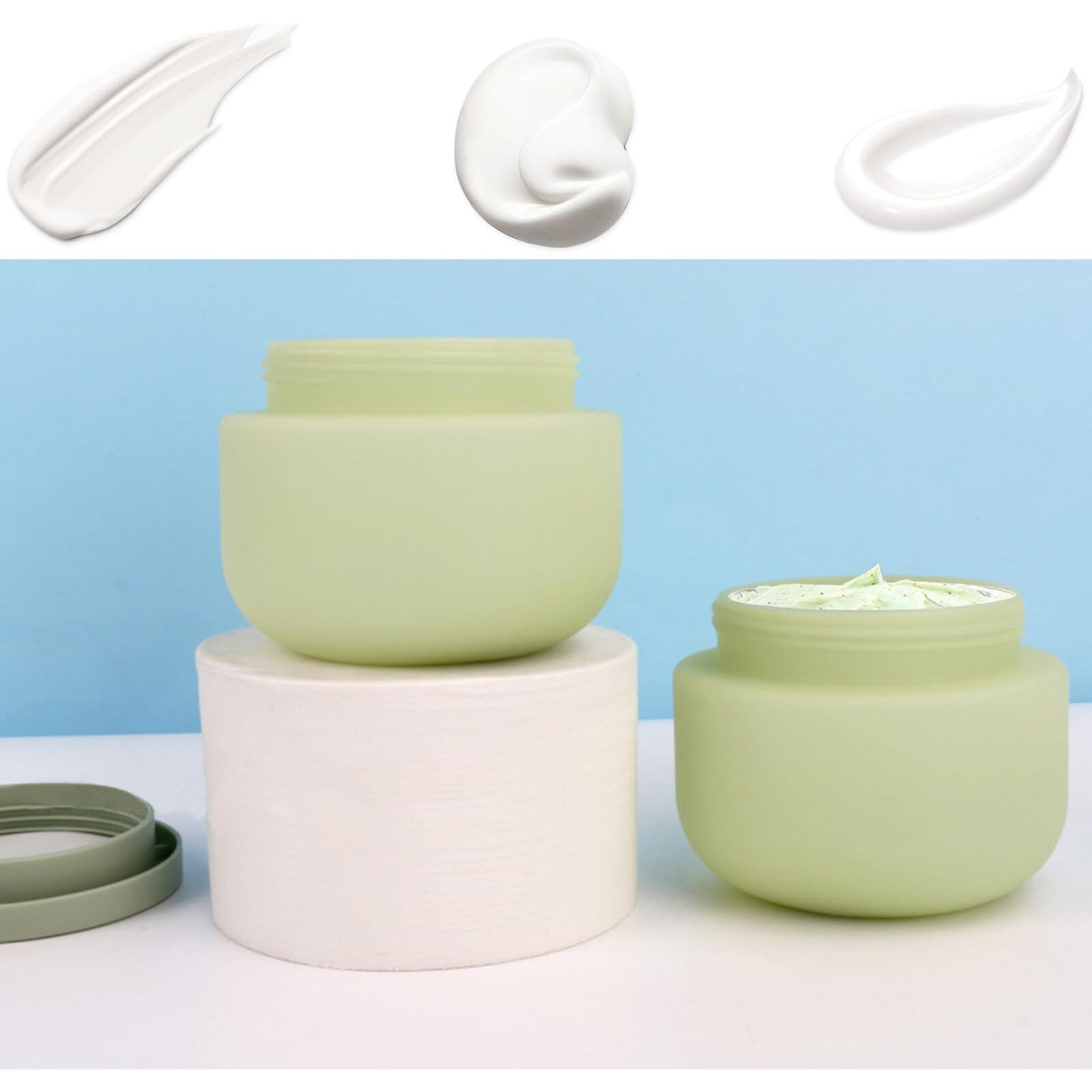 Qeuly 8.8 Oz Plastic Jars With Lids,2 Pcs Cosmetic Containers With Lids, Leak Proof Cosmetic Jars, Body Butter Containers For Cream, Bath Salt, Sugar Scrub, Gel, Slime, Rhinestone Storage