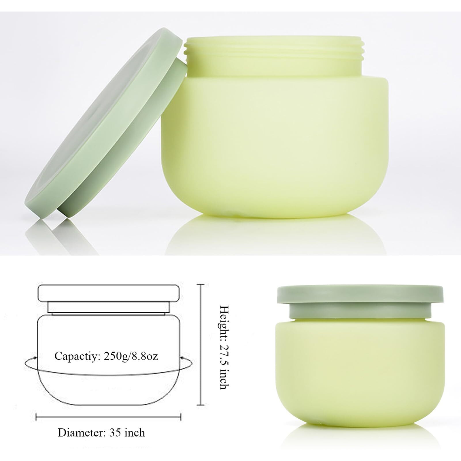 Qeuly 8.8 Oz Plastic Jars With Lids,2 Pcs Cosmetic Containers With Lids, Leak Proof Cosmetic Jars, Body Butter Containers For Cream, Bath Salt, Sugar Scrub, Gel, Slime, Rhinestone Storage