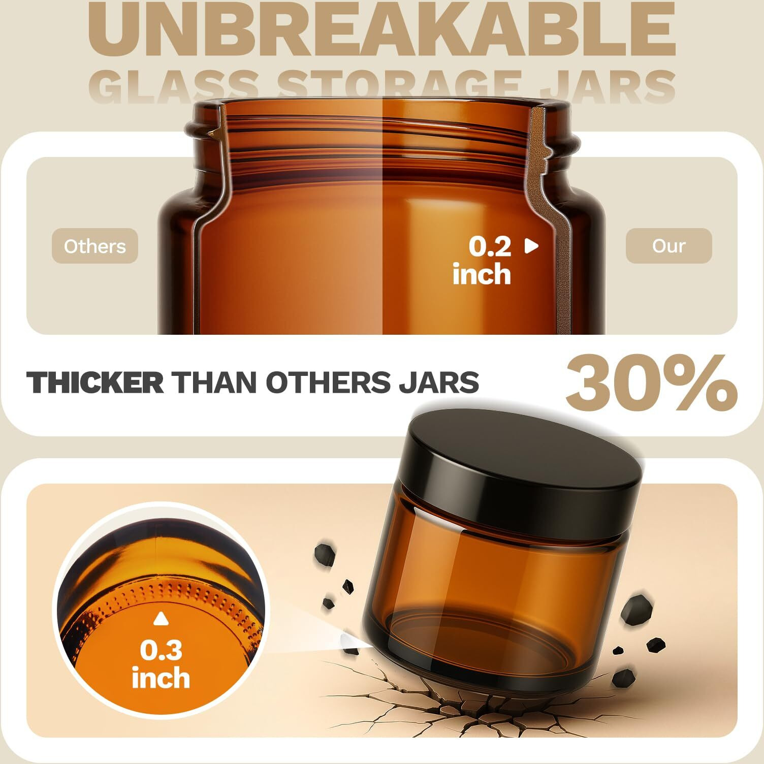 4 Oz Small Glass Jars With Lids, Bumobum 36 Pack Amber Glass Cosmetic Jars With Inner Liners, 120Ml Round Empty Sample Containers With Blank Labels For Cream, Body Scrub, Lotion