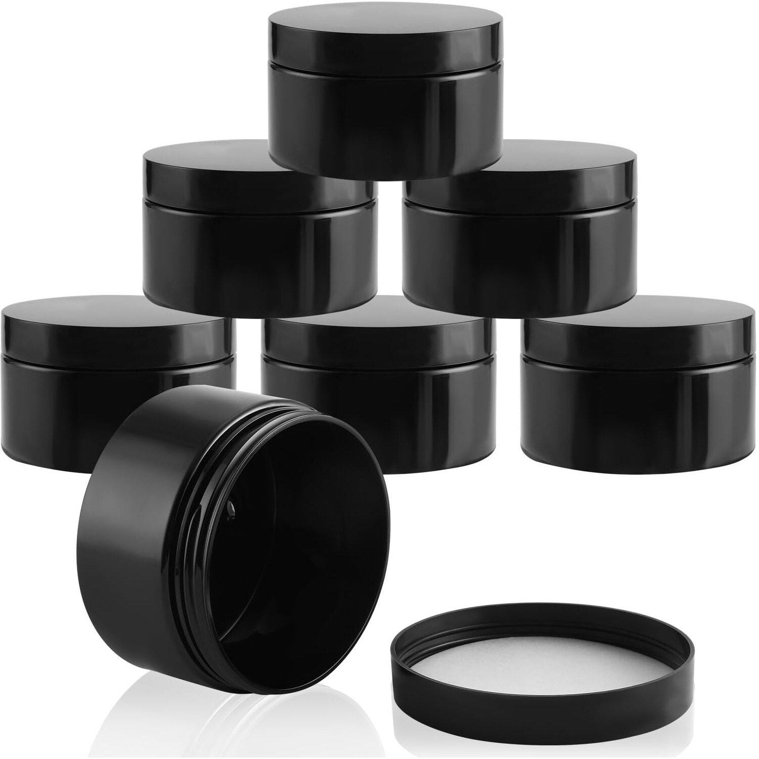 Entjor 24 Pack 4 Oz Plastic Containers With Black Lids, Empty Bpa Free And Refillable Cosmetic Jars Travel Containers For Creams, Lotion, Bath Salts, Sugar Scrub, Slime, Lip Scrub, Makeup