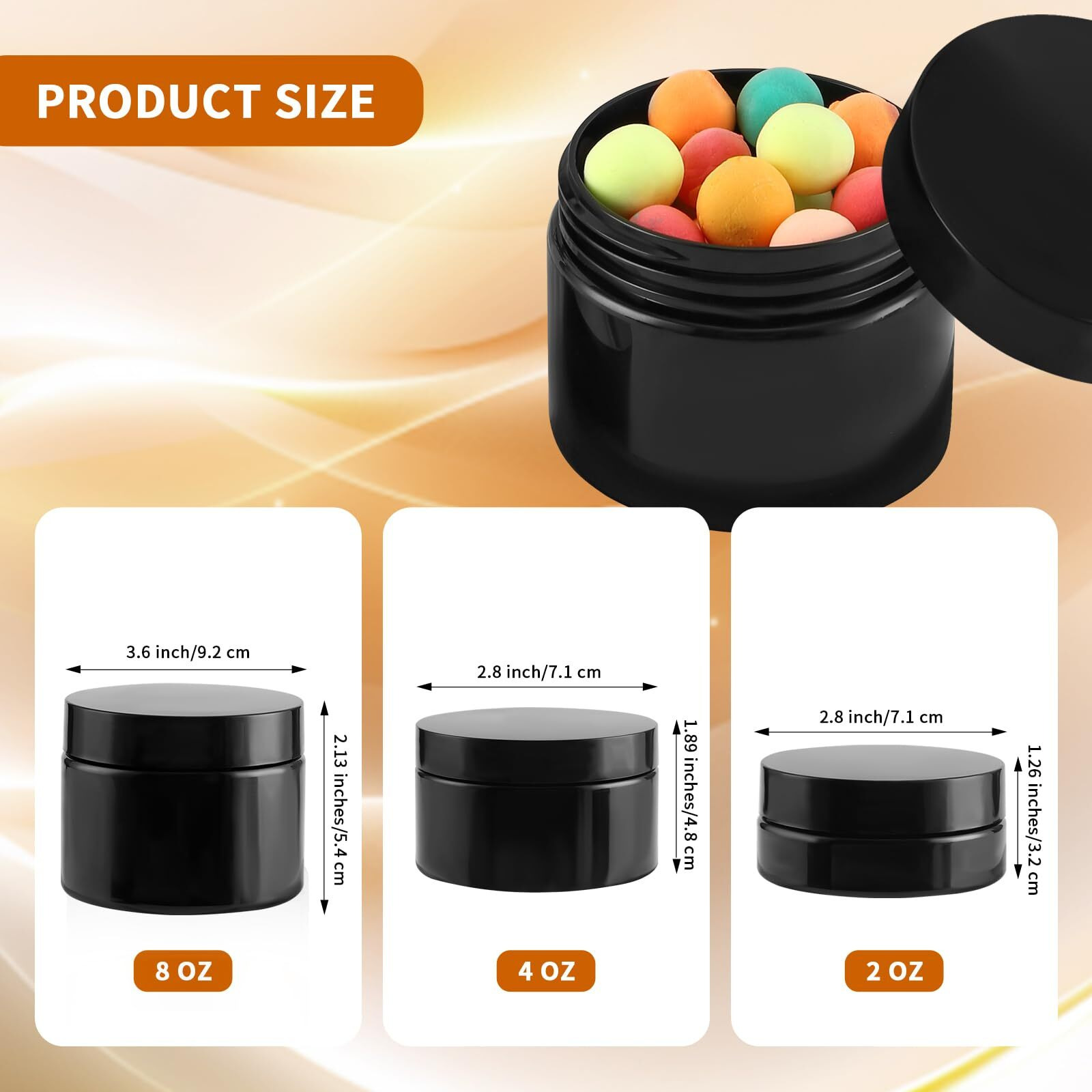 Entjor 24 Pack 4 Oz Plastic Containers With Black Lids, Empty Bpa Free And Refillable Cosmetic Jars Travel Containers For Creams, Lotion, Bath Salts, Sugar Scrub, Slime, Lip Scrub, Makeup