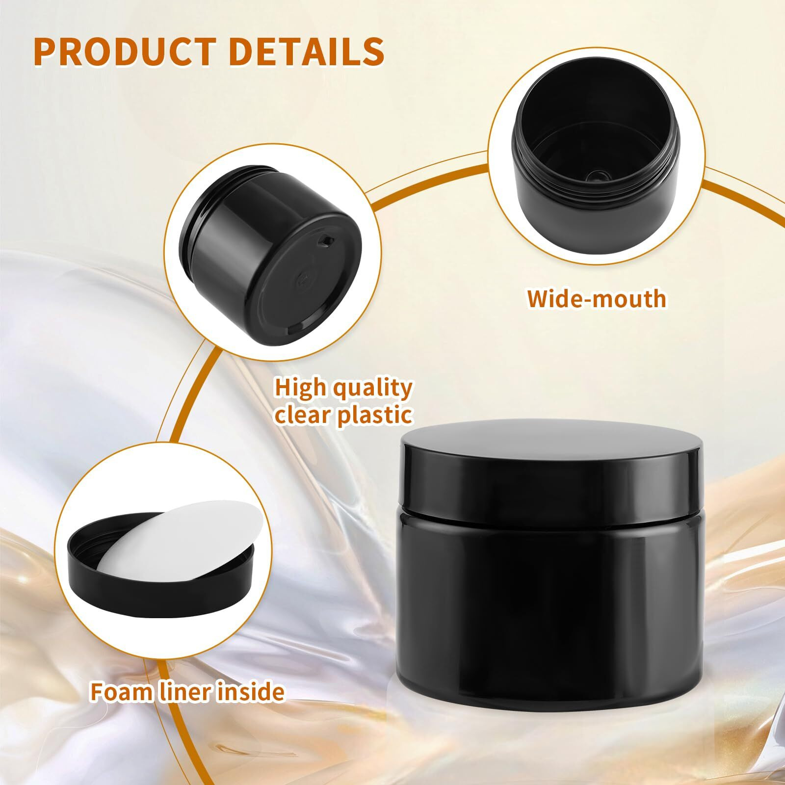 Entjor 24 Pack 4 Oz Plastic Containers With Black Lids, Empty Bpa Free And Refillable Cosmetic Jars Travel Containers For Creams, Lotion, Bath Salts, Sugar Scrub, Slime, Lip Scrub, Makeup