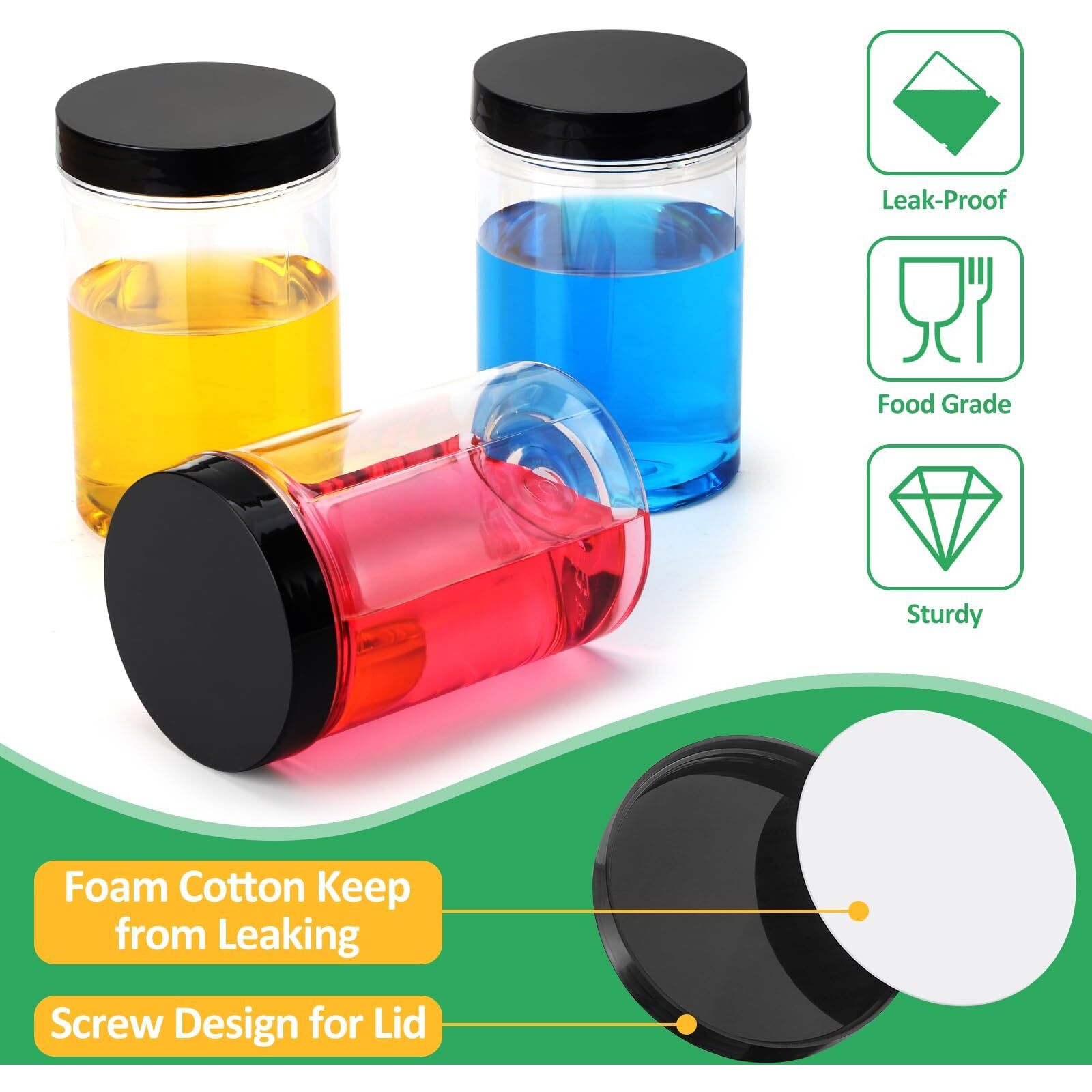 Eupako 12 Pack Plastic Jars With Lids 8 Oz - Empty Clear Cosmetics Containers With Pen And Labels, Round Small Plastic Jars With Screw On Lids For Slime, Makeup, Butter, Cream, Lotion, Pot, Dry Food