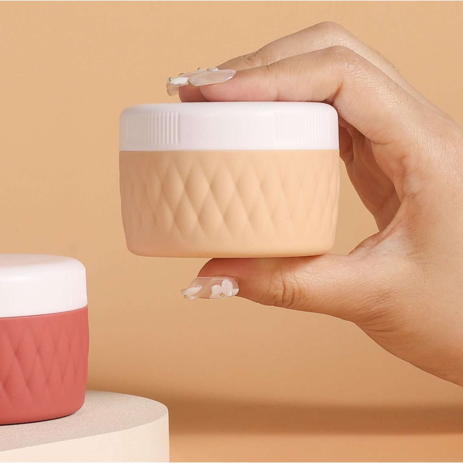 Kuangre Travel Containers For Toiletries, Silicone Cream Jars Bpa-Free, Tsa Approved 2Oz Travel Size Containers, Leak-Proof Silicone Jars With Lid For Cosmetic Face Hand Body Cream (4 Pack)