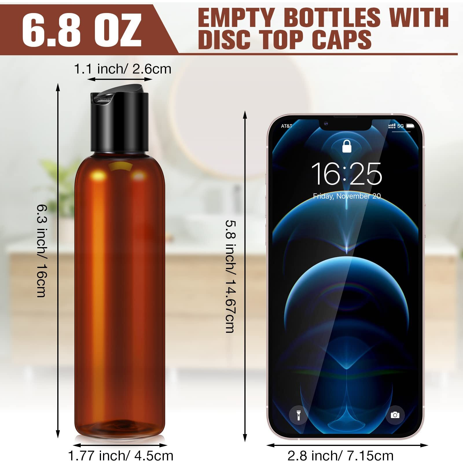 Mimorou 30 Pieces 6.8 Oz Amber Empty Plastic Bottles Squeeze Refillable Containers With Flip Cap Empty Travel Squeeze Bottle For Lotions Liquid Body Soap Conditioner Creams