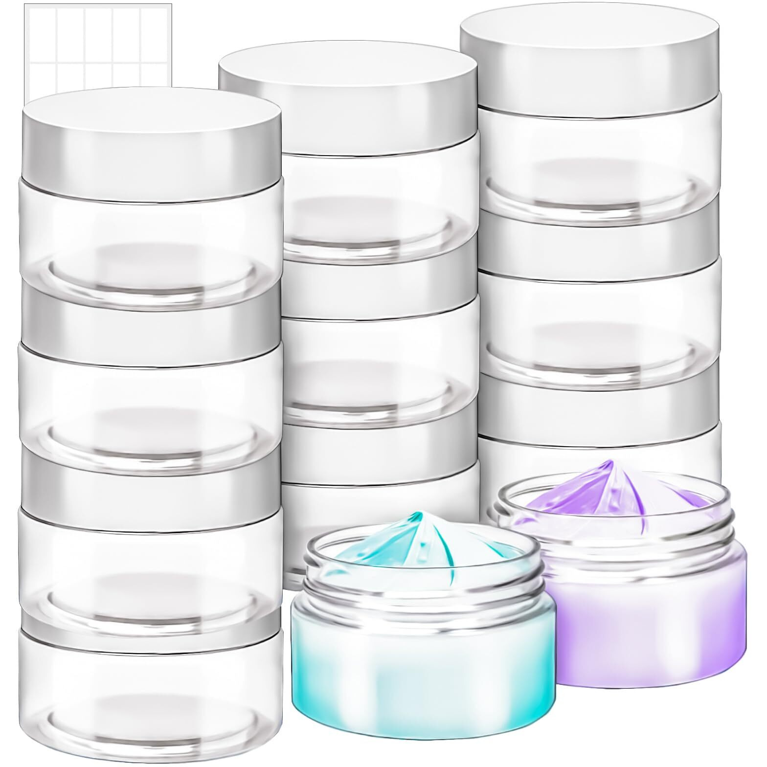 Motbach 10 Pack 4Oz Plastic Jars With Lids, 120Ml Clear Round Cosmetic Containers Makeup Jars,Travel Size Container Jar For Lotion Cream Eyeshadow Sample Powder Slime Ointment Salve Balm Storage