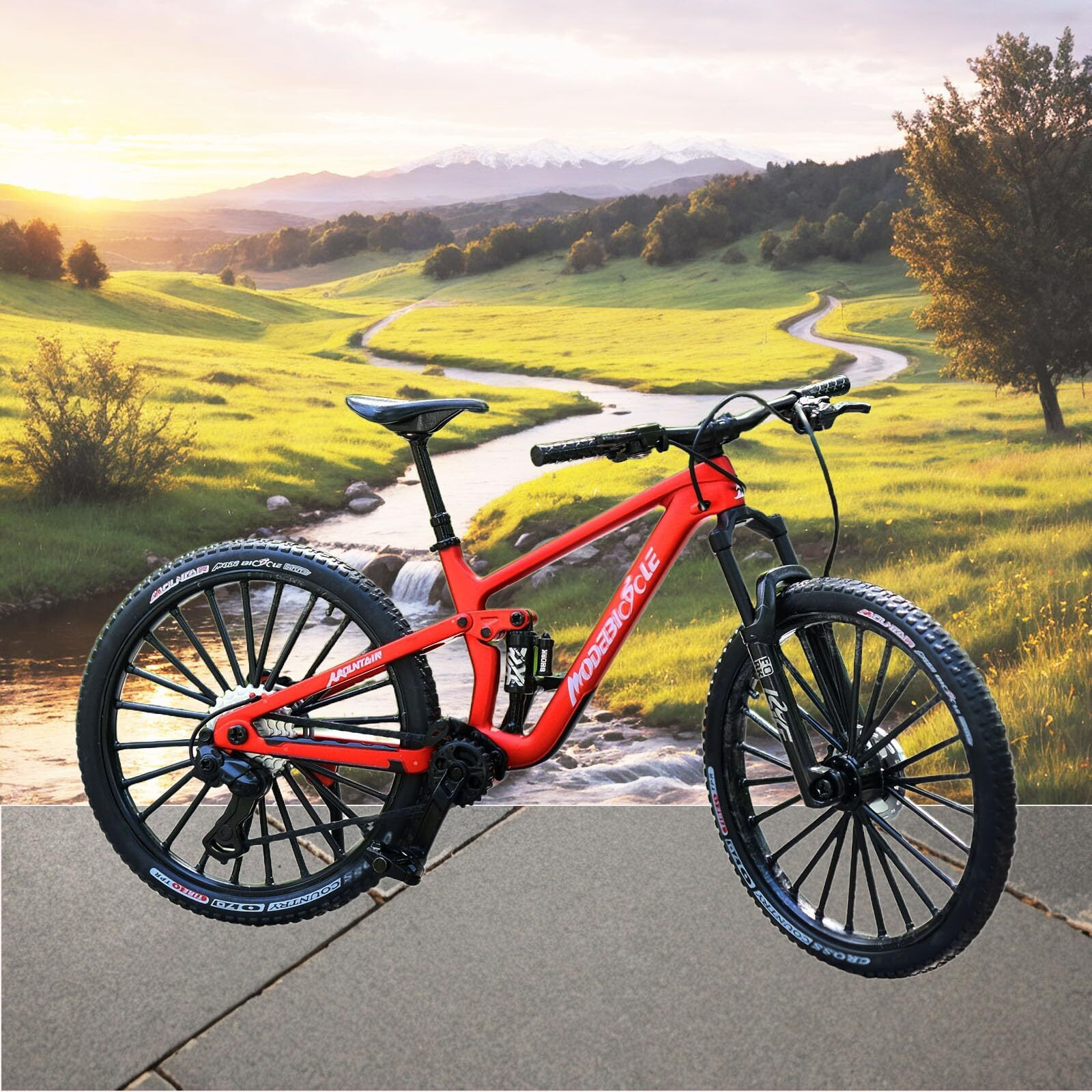 Kuasting 18 Scale Alloy Mountain Bike Toy Downhill Mini Bicycle Model Ds Cake Topper Df Toy Desktop Decoration Crafts For Cycling Lovers Bike Racers Athletes Children Boys And Girls (Red)