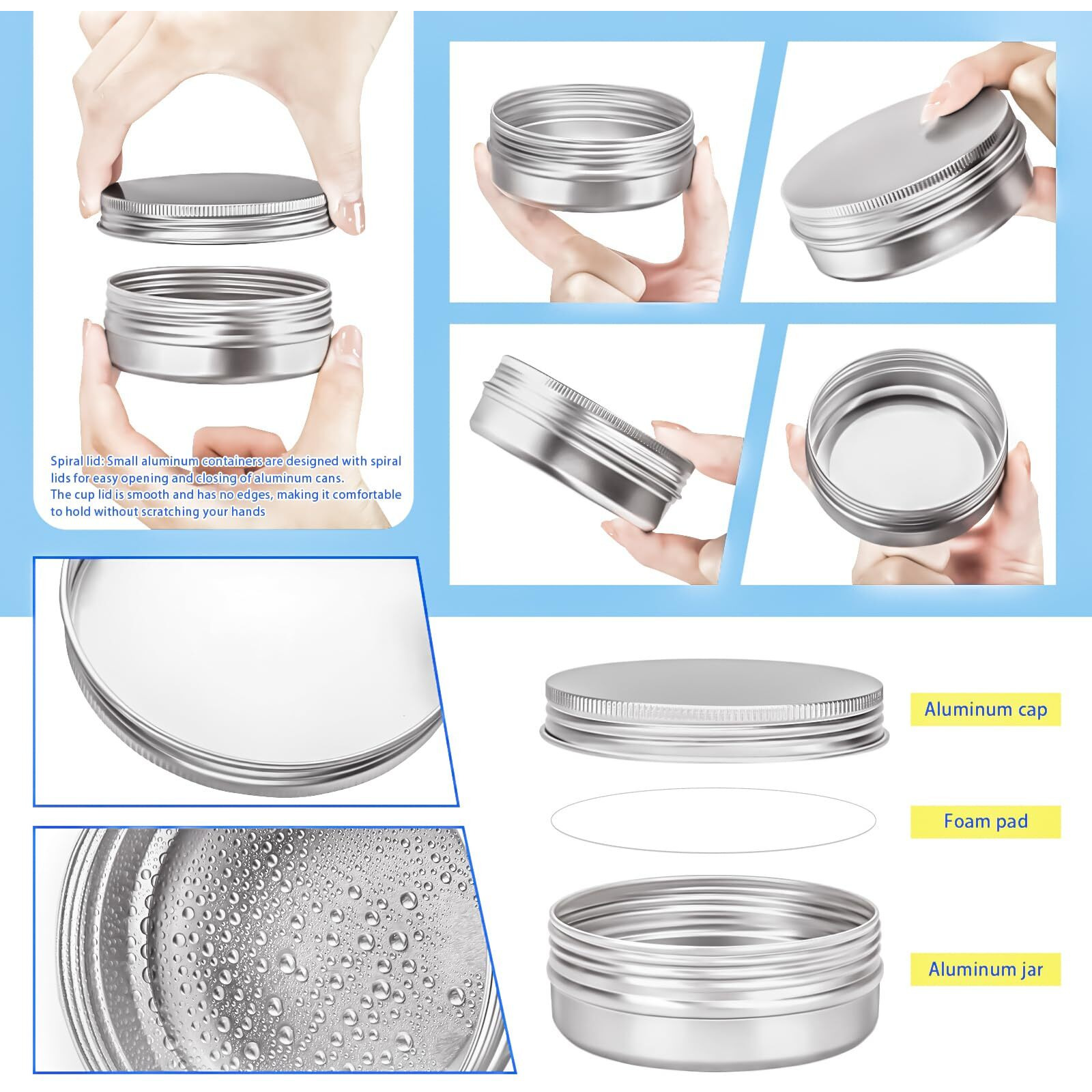 Motbach 8 Pack 4Oz Tin Jars, 120Ml Metal Tin Cans, 4Ounce Aluminum Tin Can Jar Containers With Screw Lid For Lotion Bars, Salve, Balms, Beard Balm, Spices, Sample, Toiletries, Creams, Makeup Cosmetic