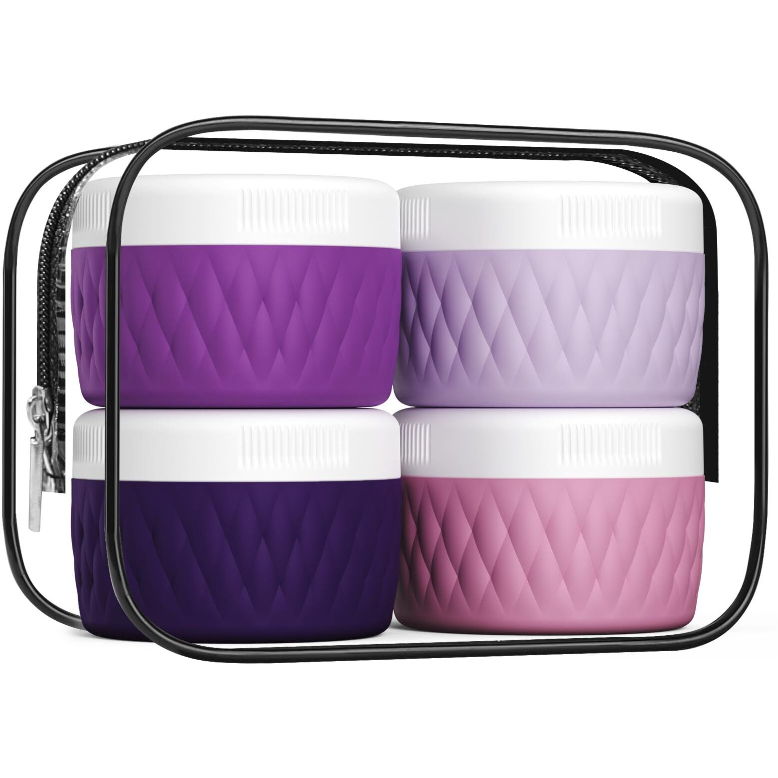 Kuangre Travel Containers For Toiletries, Silicone Cream Jars Bpa-Free, Tsa Approved 2Oz Travel Size Containers, Leak-Proof Silicone Jars With Lid For Cosmetic Face Hand Body Cream (4 Pack)