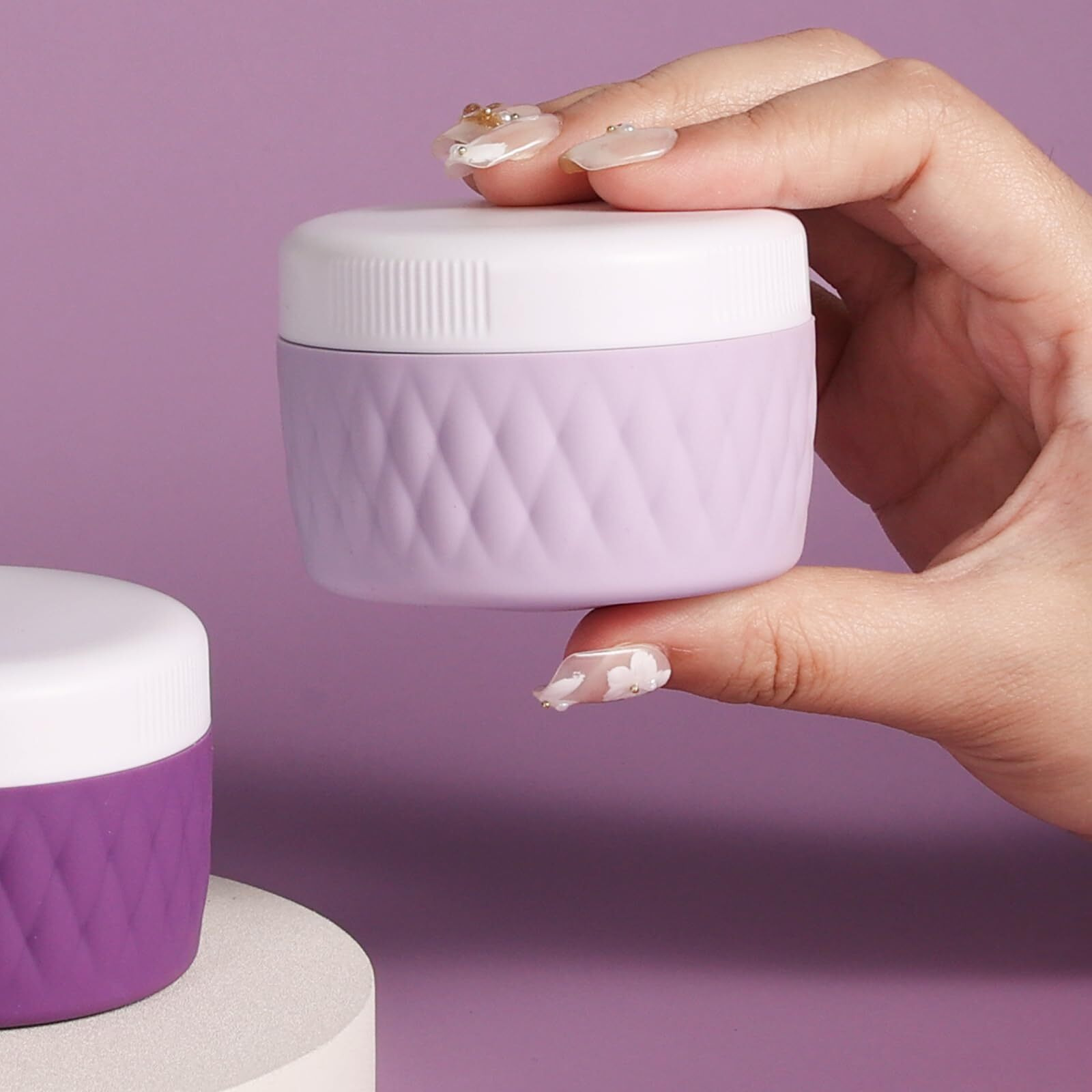 Kuangre Travel Containers For Toiletries, Silicone Cream Jars Bpa-Free, Tsa Approved 2Oz Travel Size Containers, Leak-Proof Silicone Jars With Lid For Cosmetic Face Hand Body Cream (4 Pack)