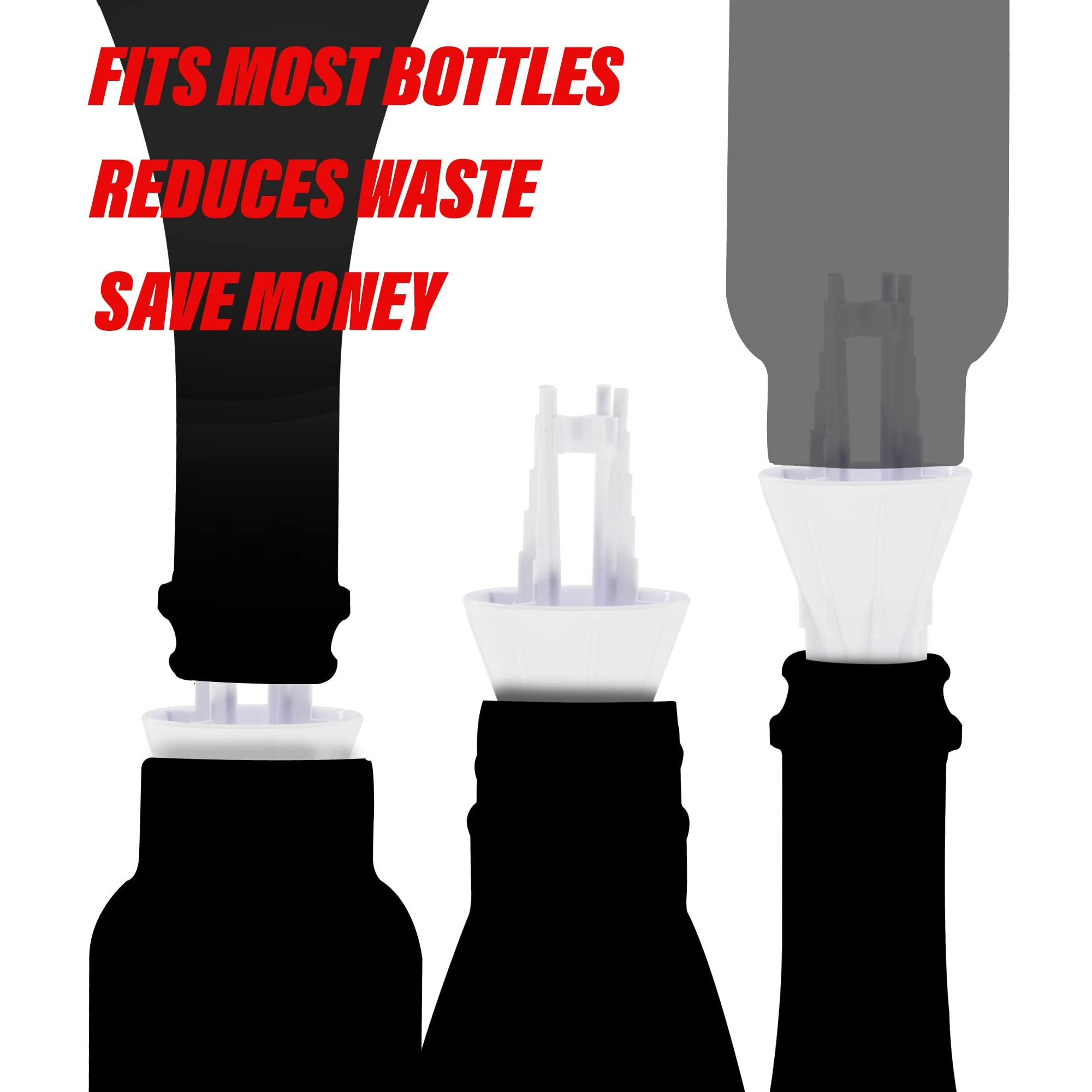 Jck Innovations Every Drop 3 Pack Universal Bottle Emptying Kit Transfer Connector For Soap, Lotion, Shampoo, Conditioner, And Kitchen Condiments, Mess Free Leak Proof Funnel Coupler