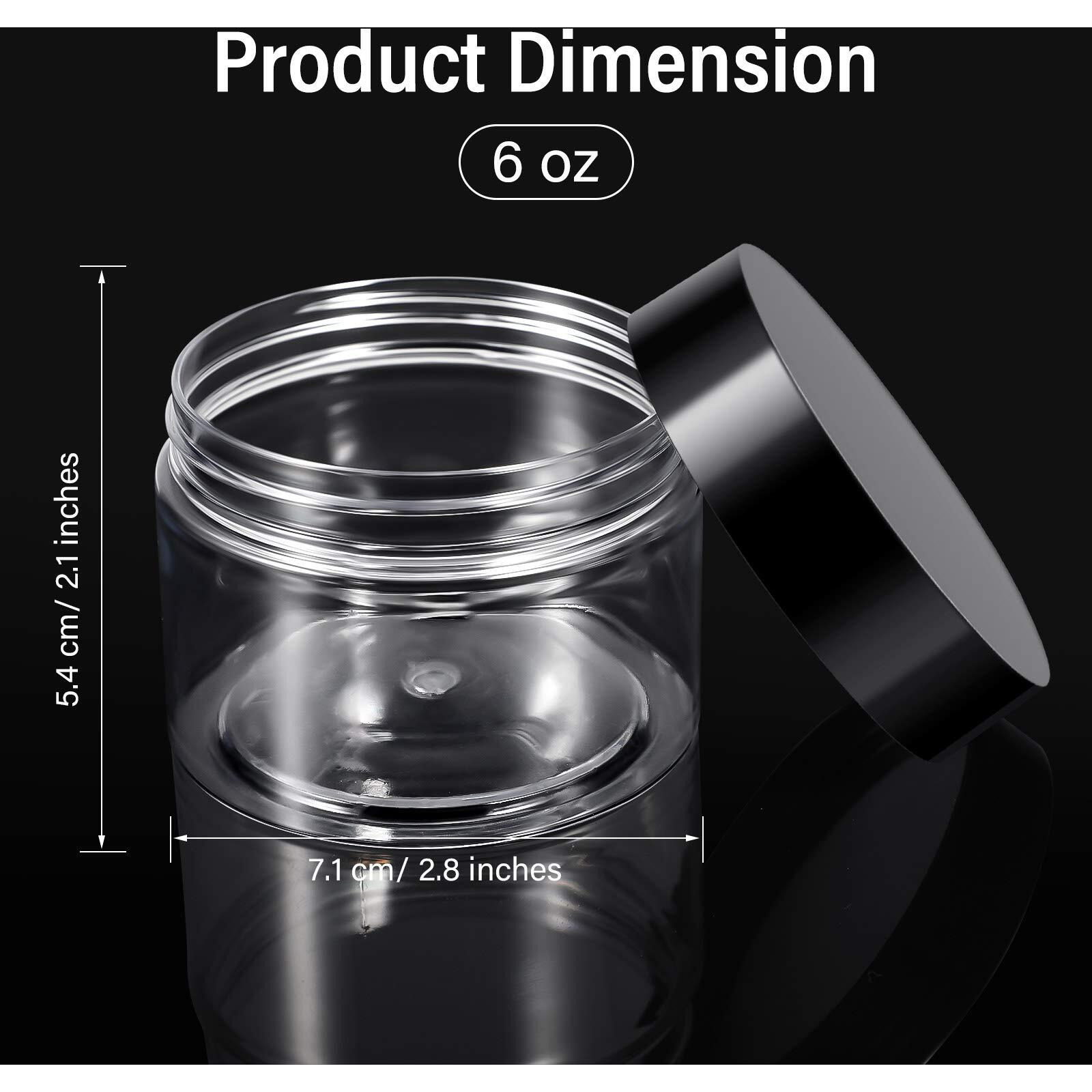 Satinior 100 Pcs Plastic Jars With Lids Small Containers Lids Wide Mouth Small Plastic Containers For Lotion Cream Rhinestones Body Butters Travel Storage(6 Oz,Clear With Black Lid)
