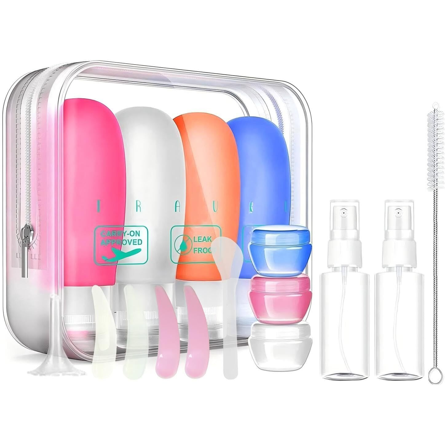 17 Pack Travel Bottles, Tsa Carry On Containers, 3Oz Leak Proof Travel Accessories Toiletries,Travel Shampoo And Conditioner Bottles, Travel Essentials, Squeezable Silicone Lotion Liquids Tubes