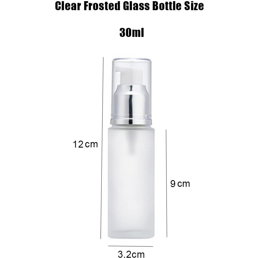 3Pcs 30Ml/1Oz Empty Refillable Clear Frosted Glass Cosmetic Lotion Bottle Travel Toiletries Container Pump Dispenser Vials Pot Jars For Cream Foundation Emulsion Essencial Oil