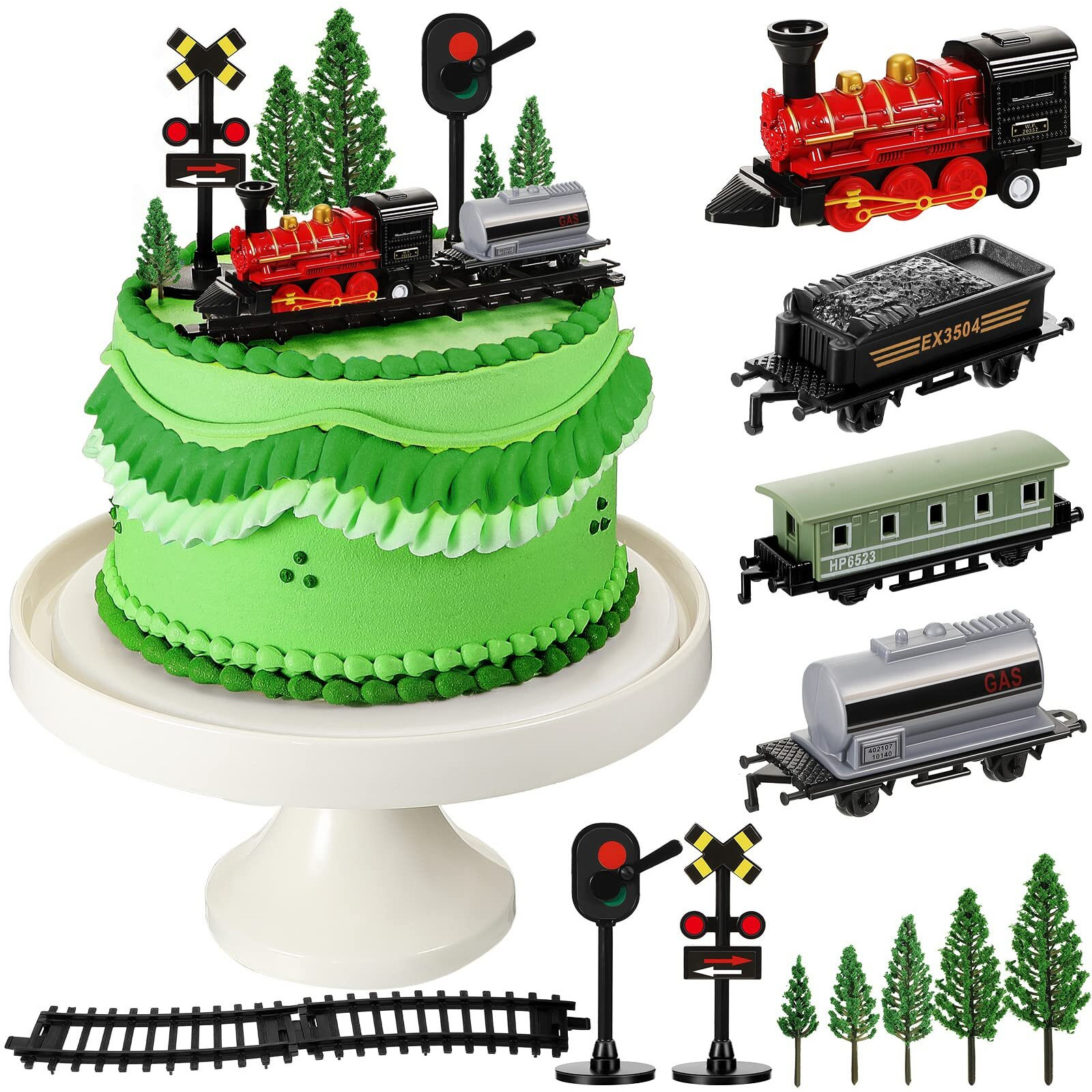 13 Pcs Train Cake Toppers Cute Train Party Cake Decorations Retro Train Birthday Party Supplies Small Steam Train Toy Kit Railroad Traffic Lights Cake Topper For Birthday Railway Train Theme Party