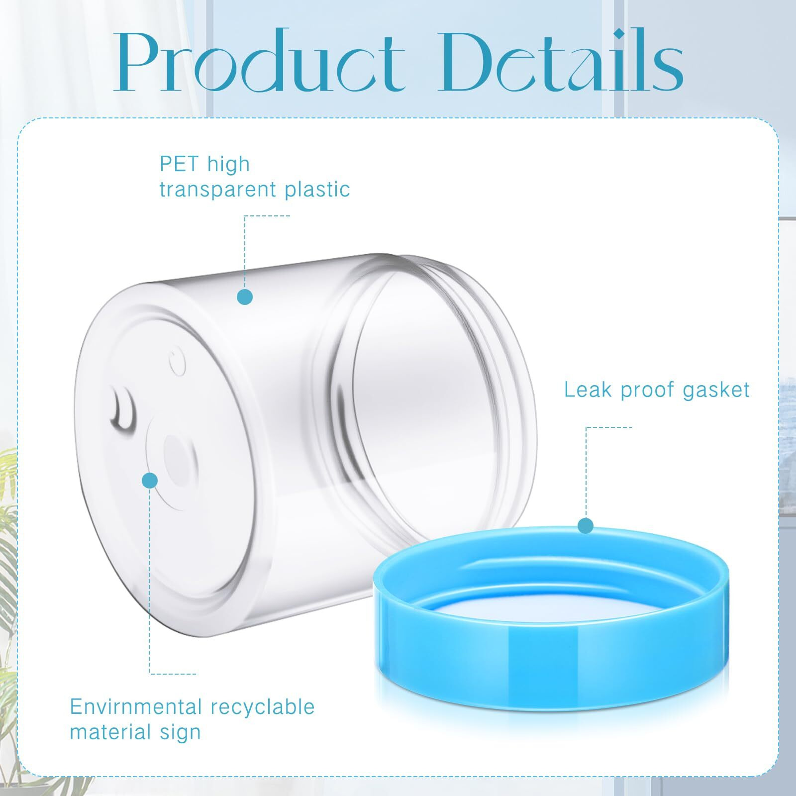 Satinior 100 Pcs Plastic Jars With Lids Small Containers Lids Wide Mouth Small Plastic Containers For Lotion Cream Rhinestones Body Butters Travel Storage(8 Oz,Clear With Blue Lid)