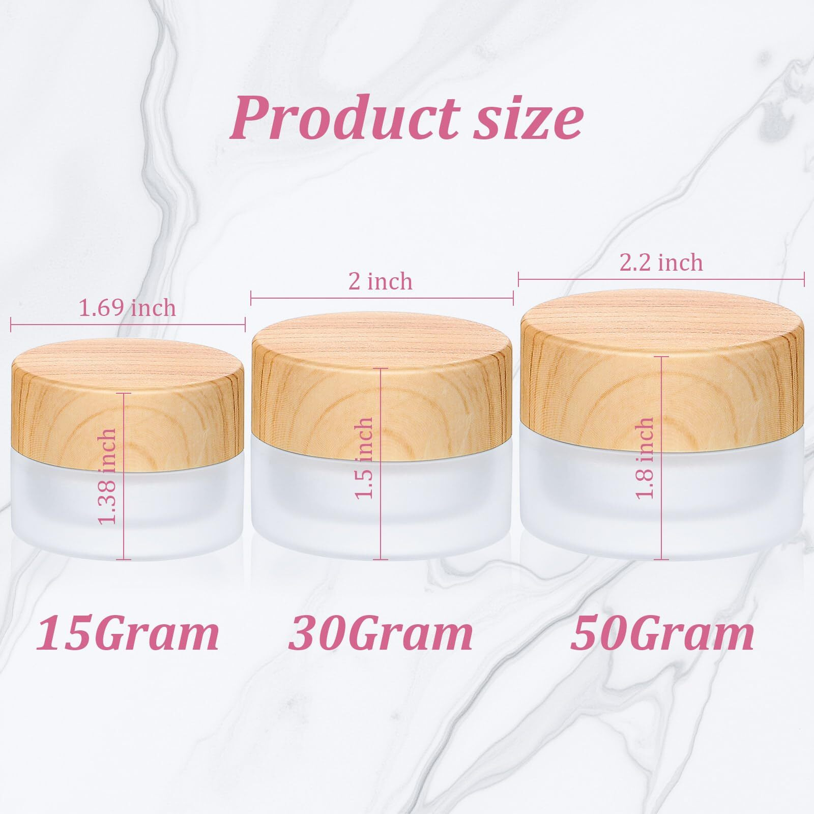 Geiserailie Glass Cosmetic Containers Empty Sample Jars With Leak Proof Lids Makeup Sample Containers For Lotion Cream Cosmetic (3 Pieces,50,30,15 Gram)